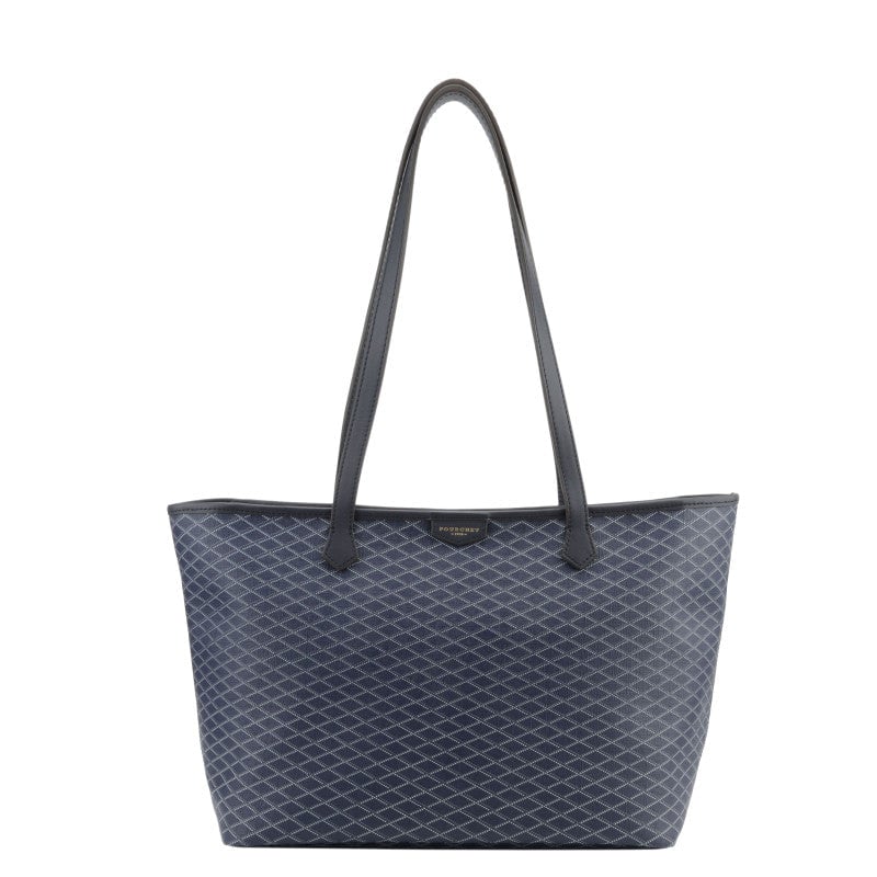 Sac porté épaule en toile enduite garnie cuir de vachette POURCHET