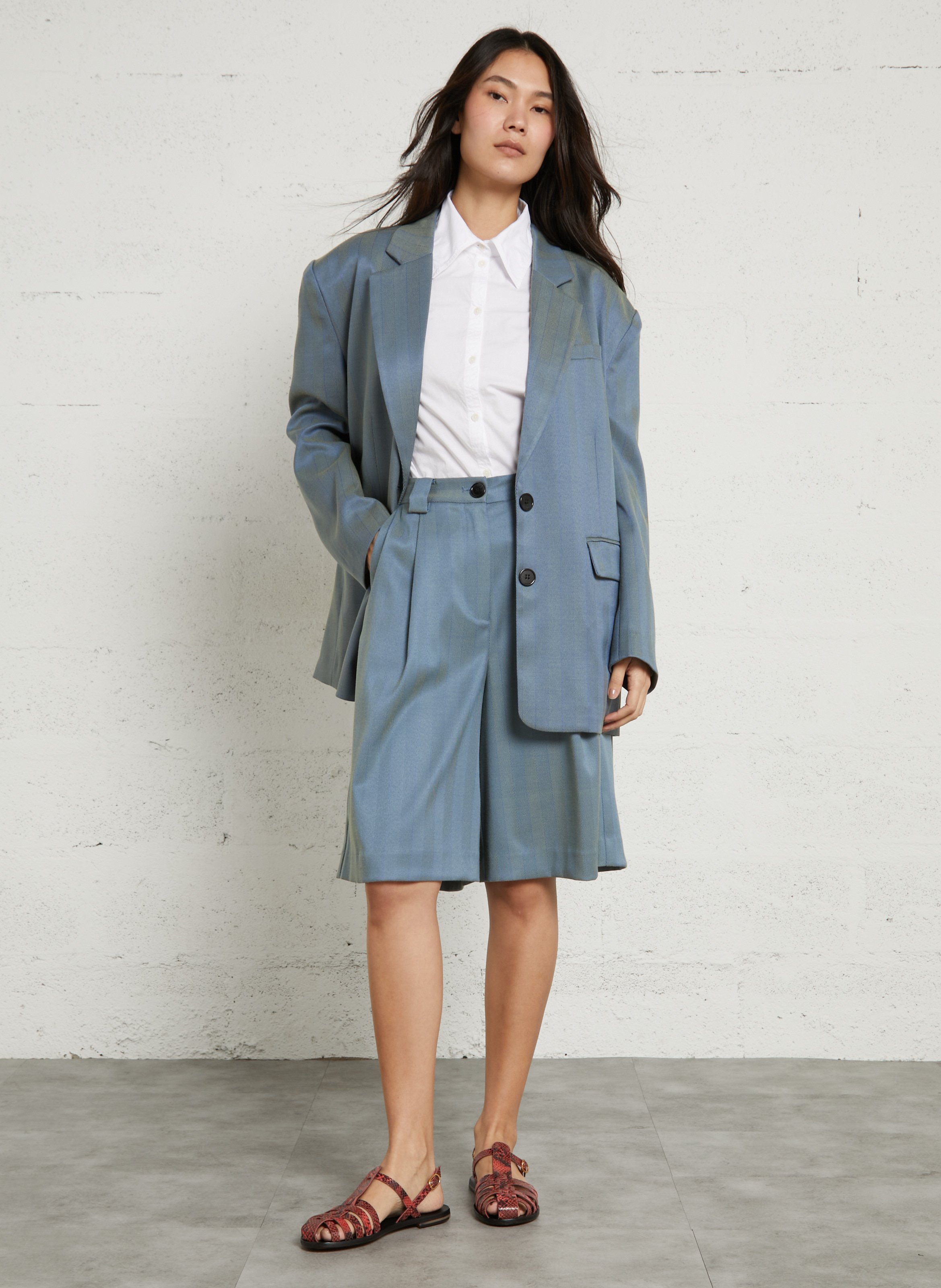 Sandales fisherman en cuir aspect phyton MAMA PRAIA Rouge