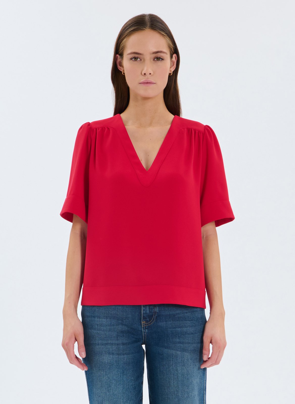 Top oversize col V ZAPA Rouge