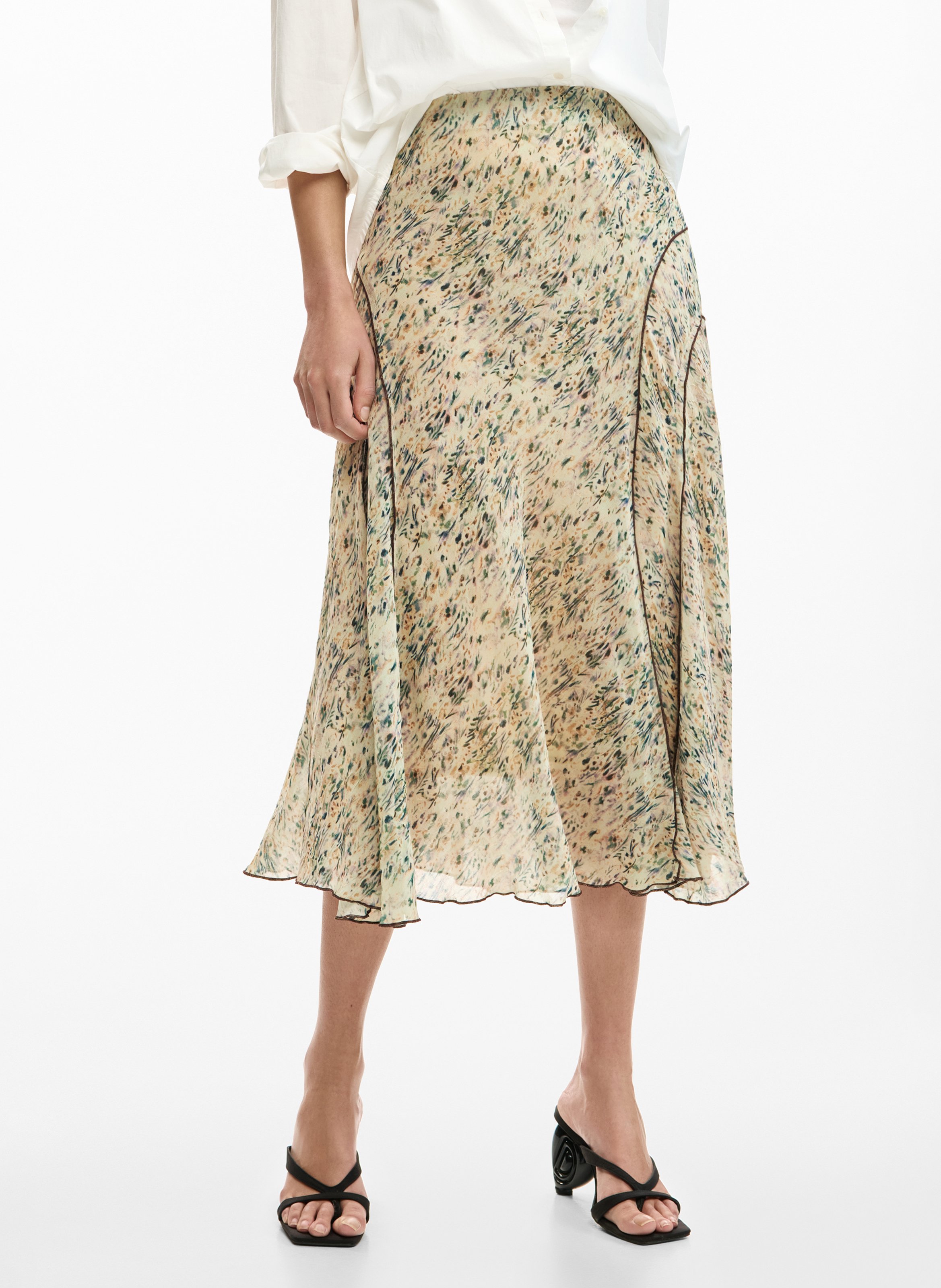 Flowing printed midi skirt DESIGUAL White