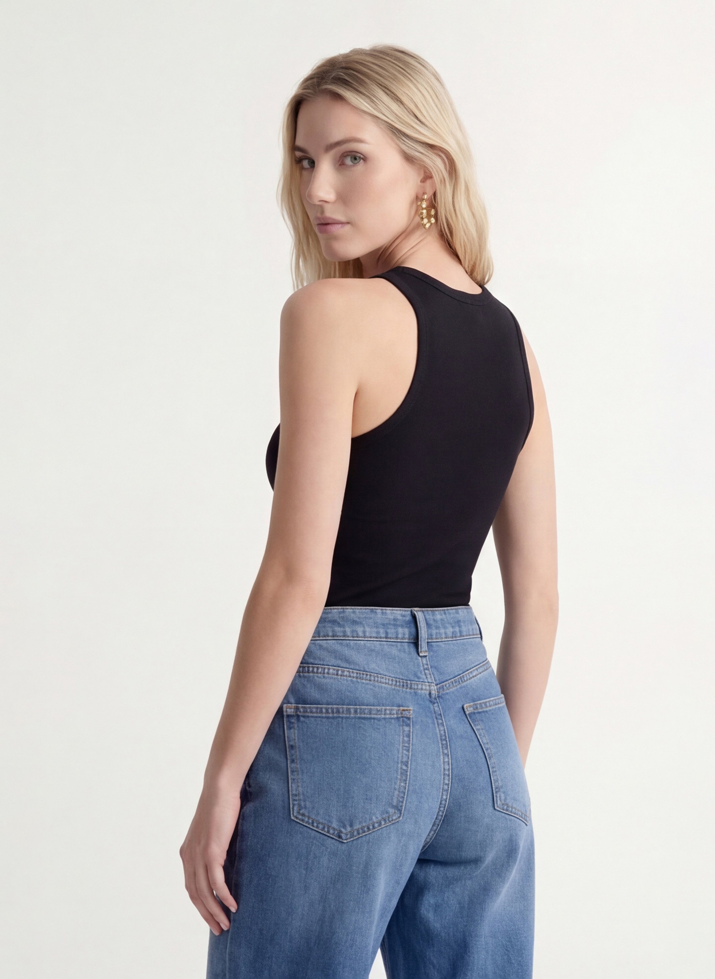 Cotton-blend tank top with round neck KOOKAI Black