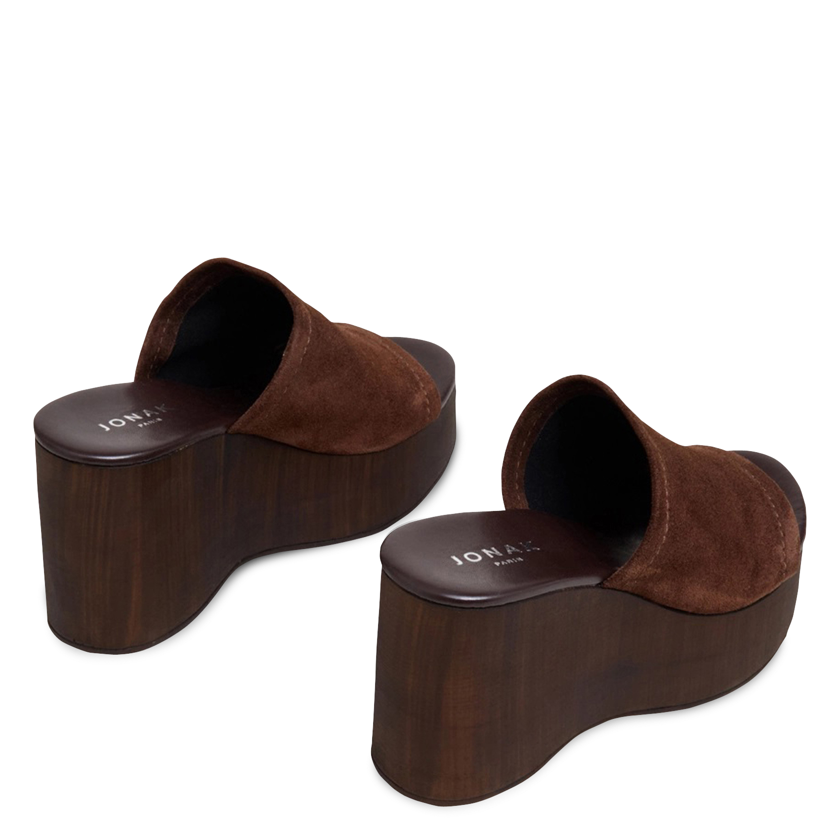 Leder-Mules mit Keilabsatz JONAK Braun