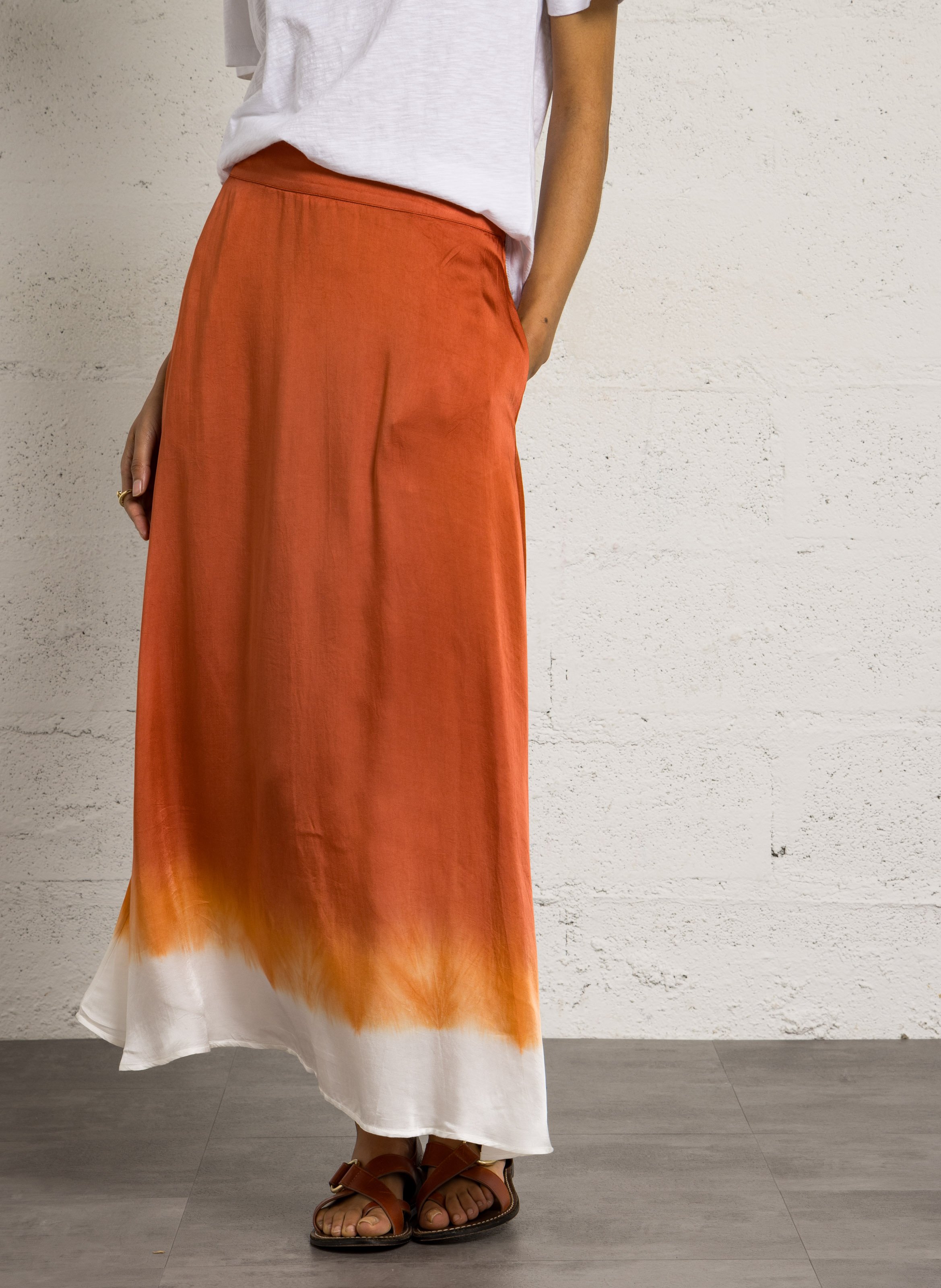 Long satin skirt BELLA JONES Orange