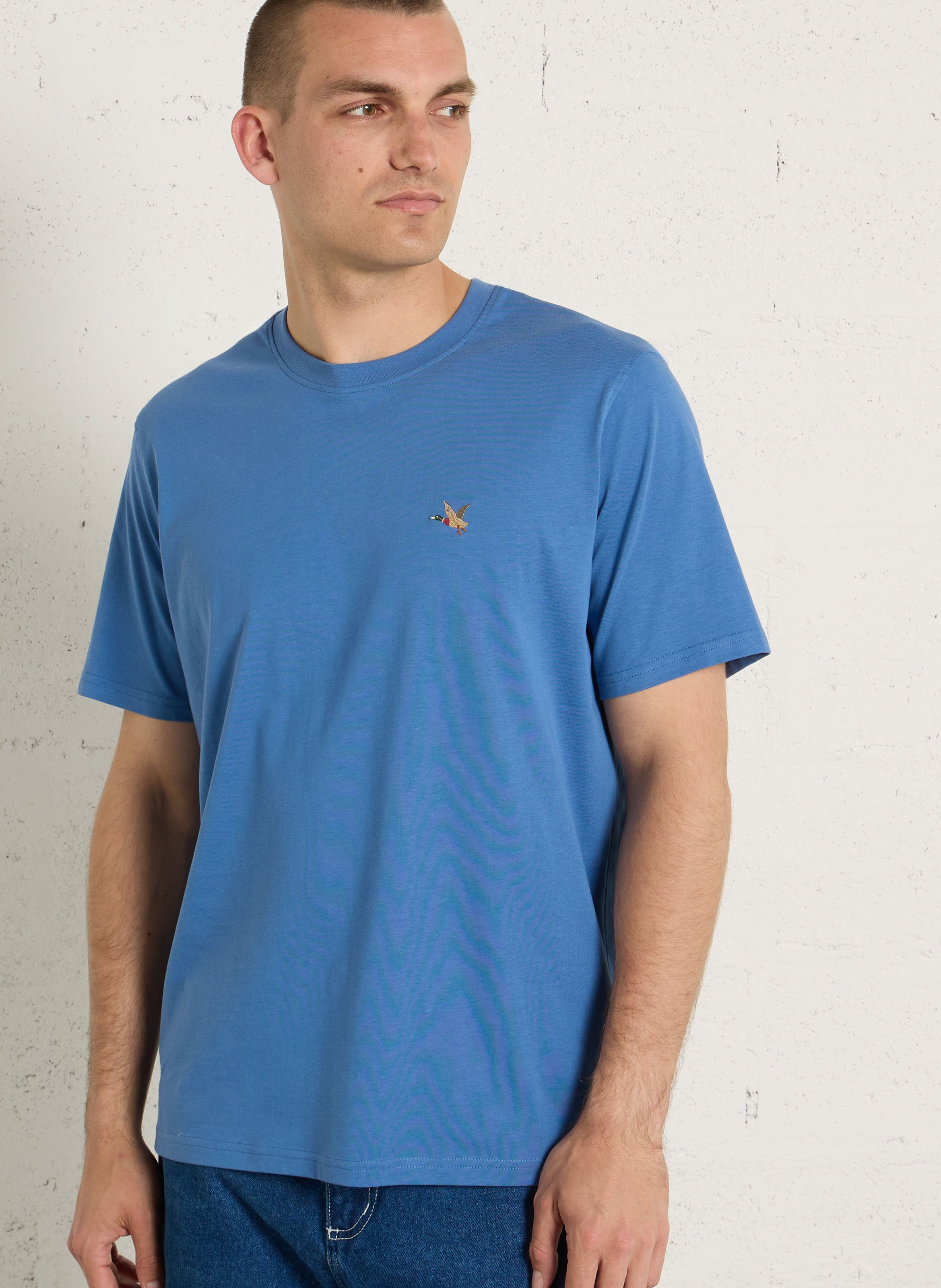 Tee-shirt droit col rond uni à logo brodé CHEVIGNON