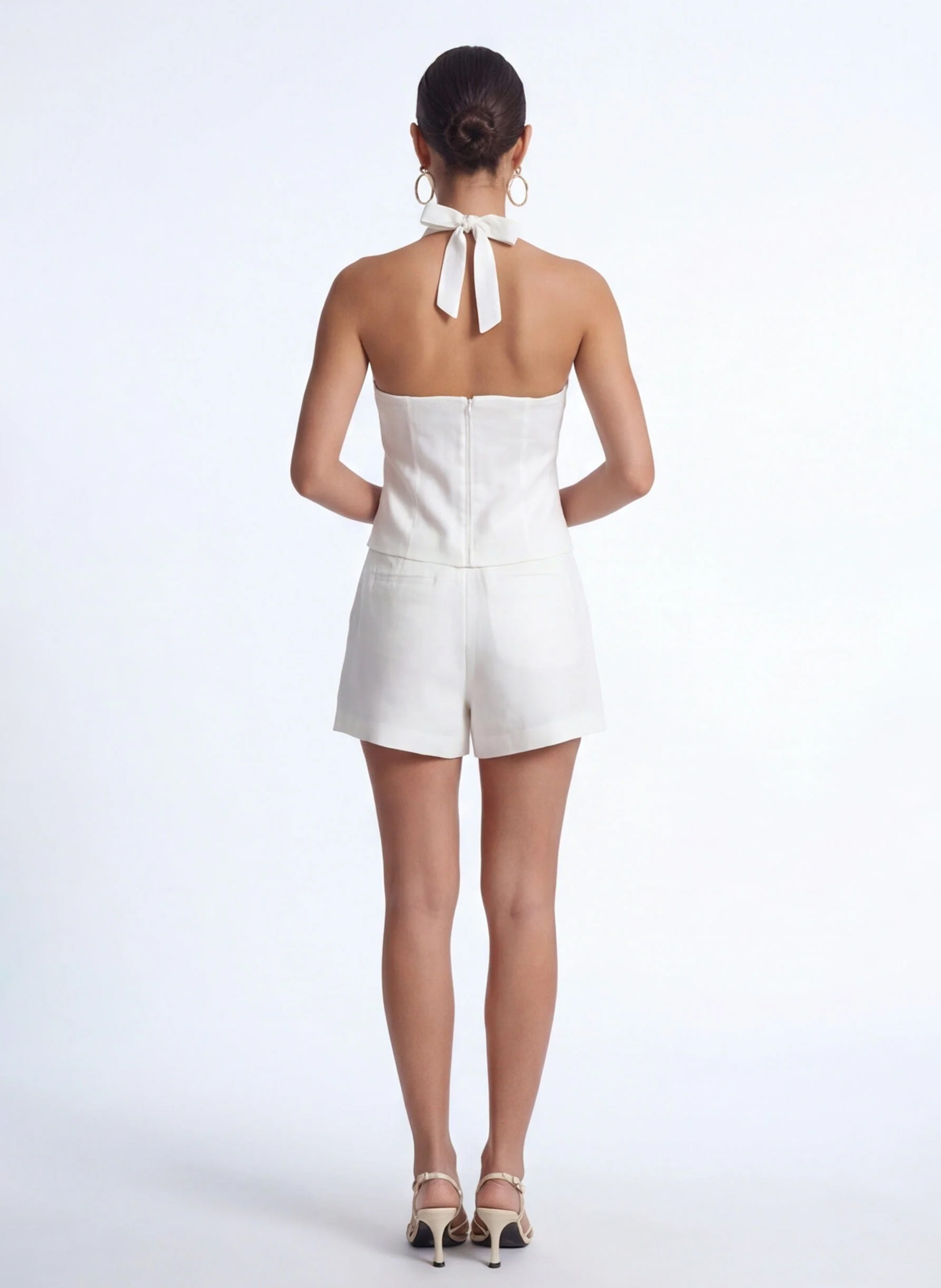 Top bustier en lin KOOKAI Blanc