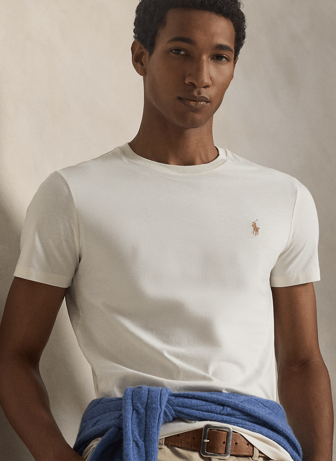 Rundhals-T-Shirt aus Baumwolle, Slim Fit POLO RALPH LAUREN Beige
