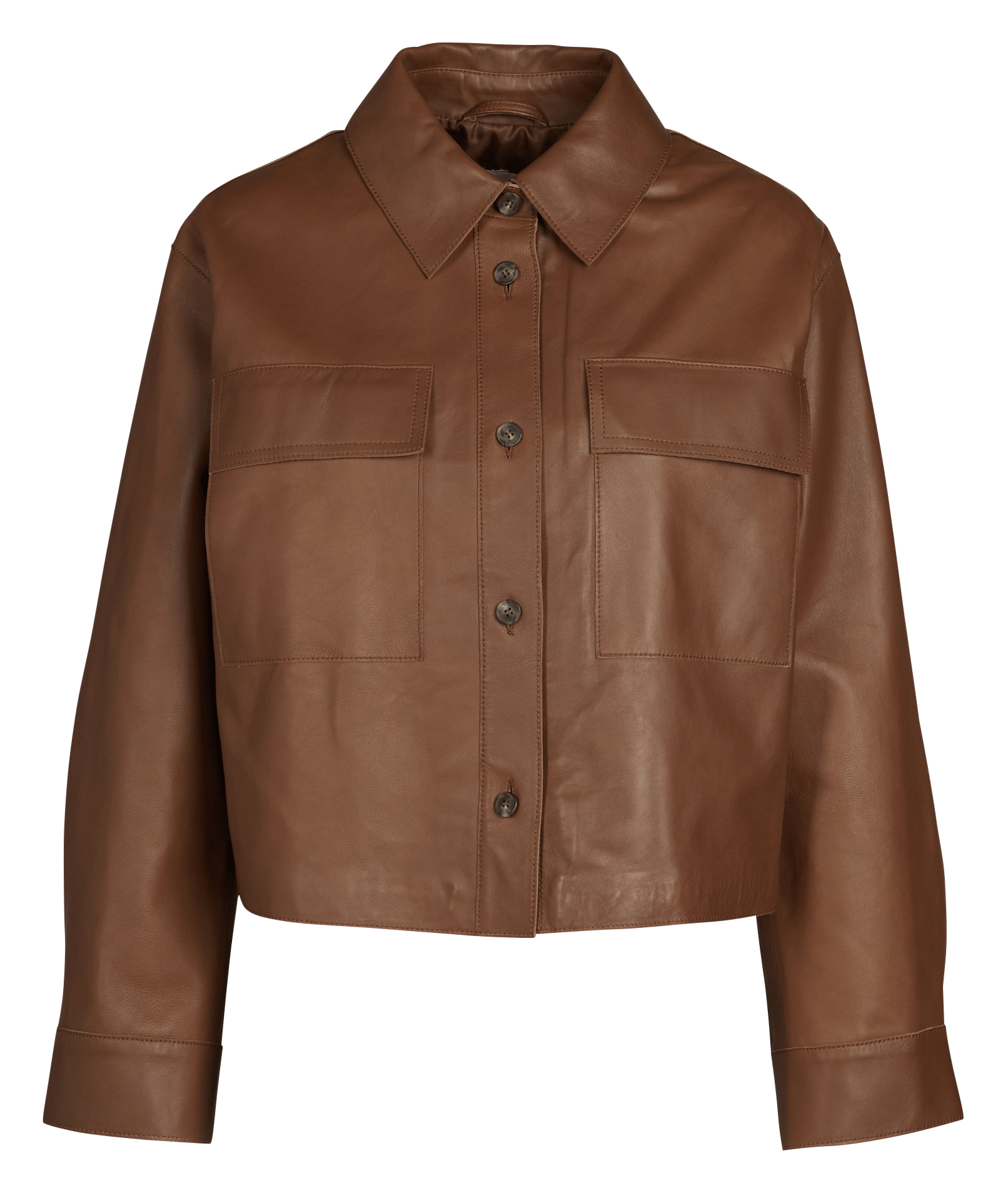 Kurze gerade Lederjacke MAX MARA WEEK END Braun