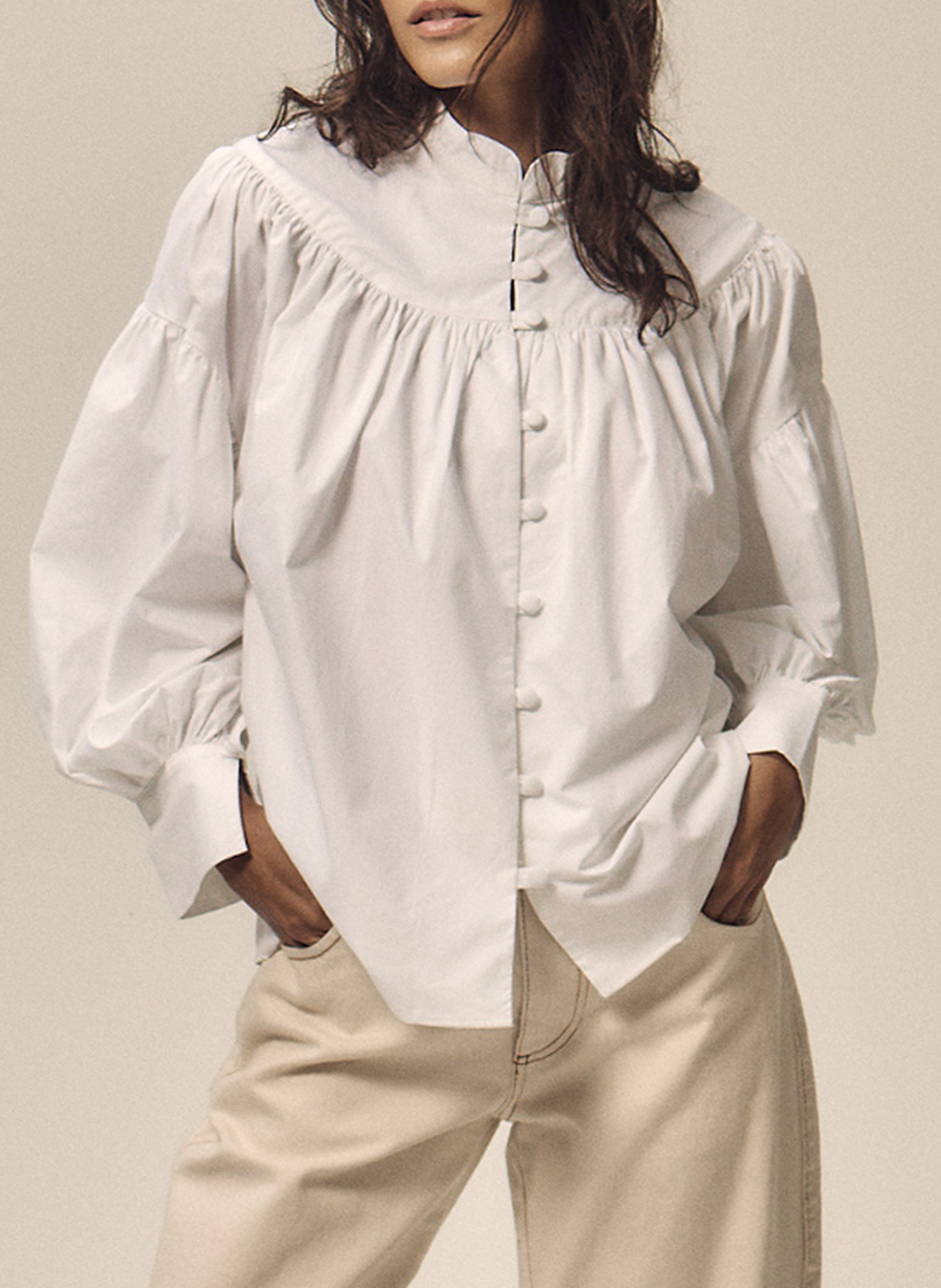 Gerade Bluse aus Baumwolle NITAH Weiss