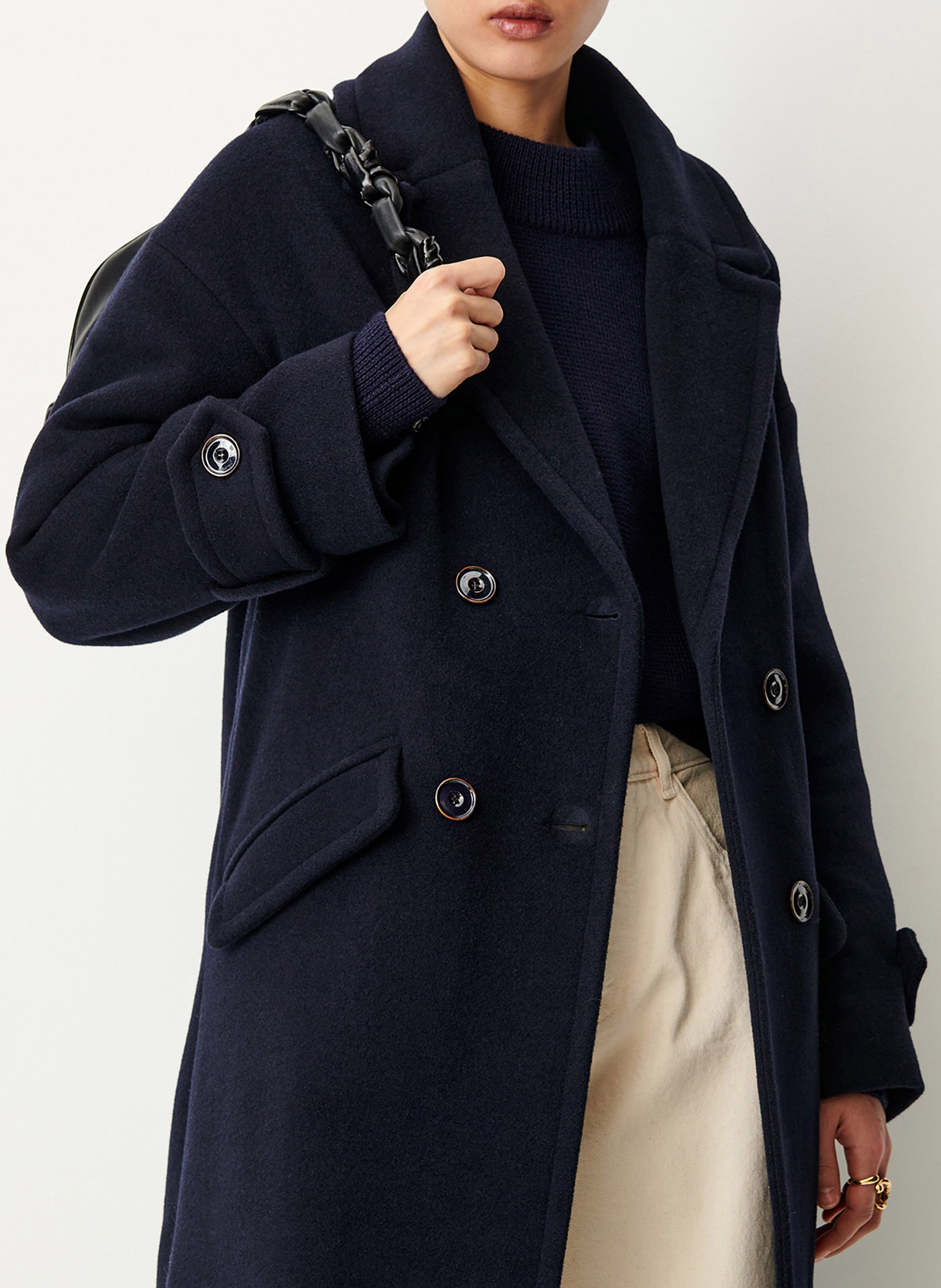 Oversized jas met reverskraag van gemengd wol | Blauw SESSUN Dames