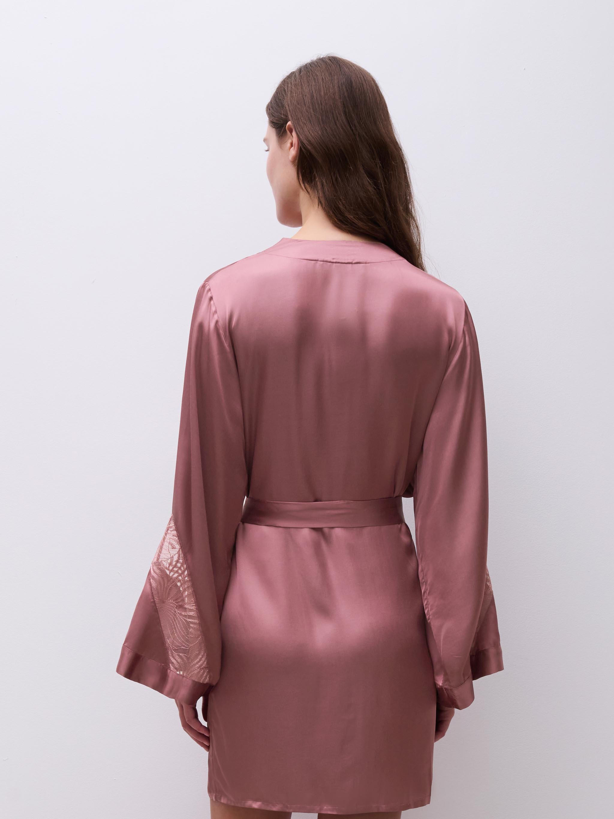 Embroidered kimono CHANTELLE Brown