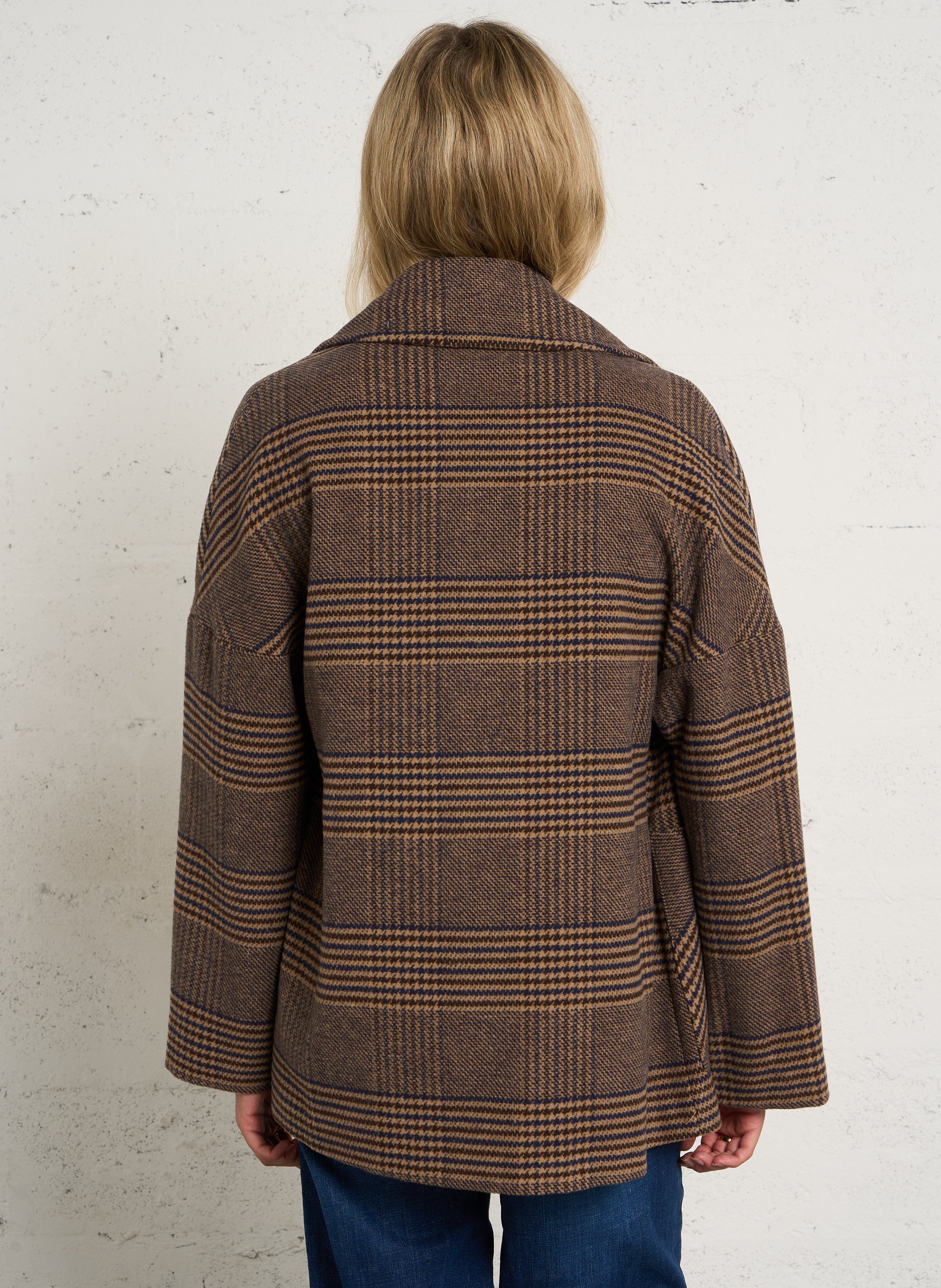 Printed Double-Breasted Coat PLEASE Brown