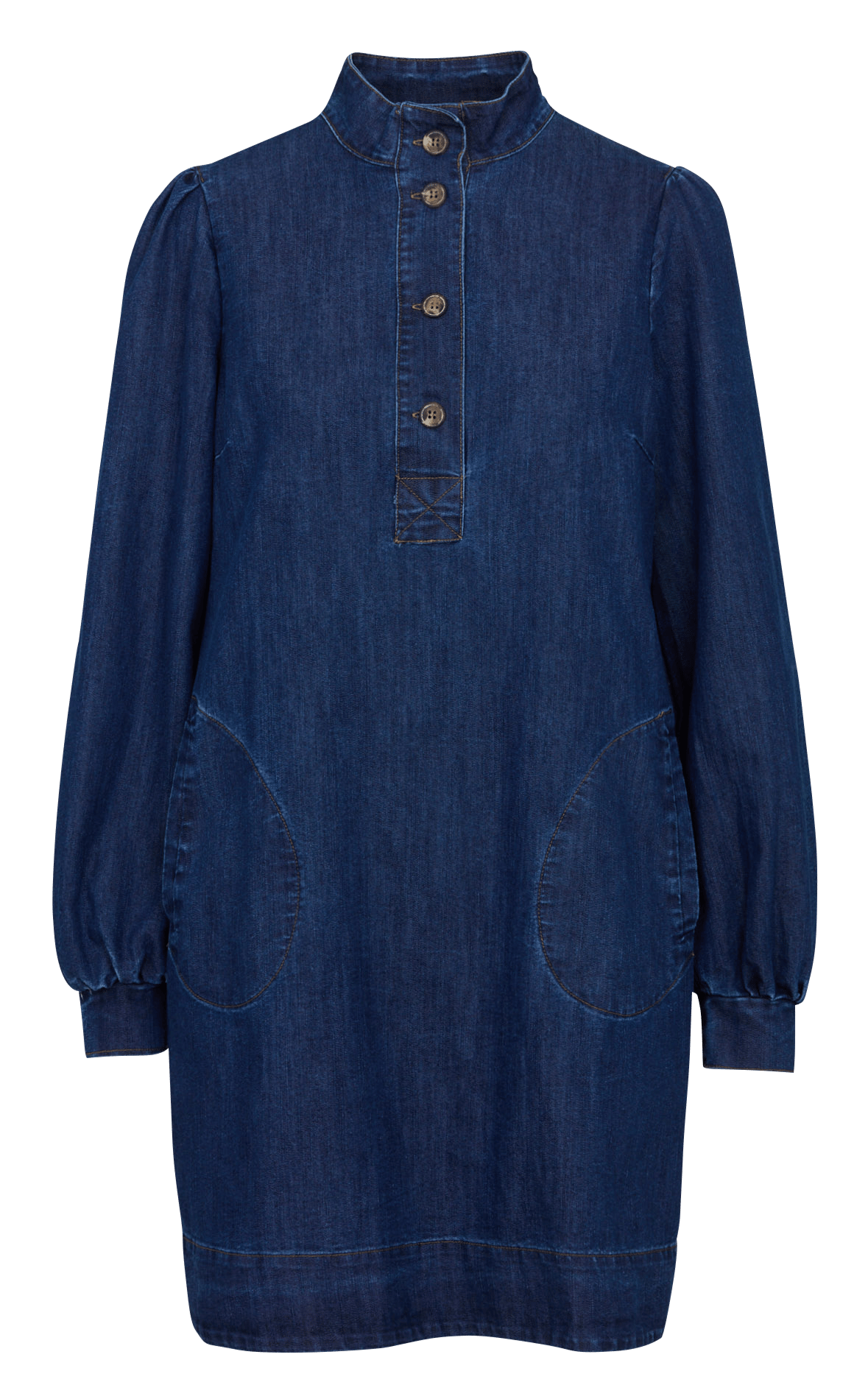 Robe denim ample courte en coton mélangé LA FEE MARABOUTEE Bleu