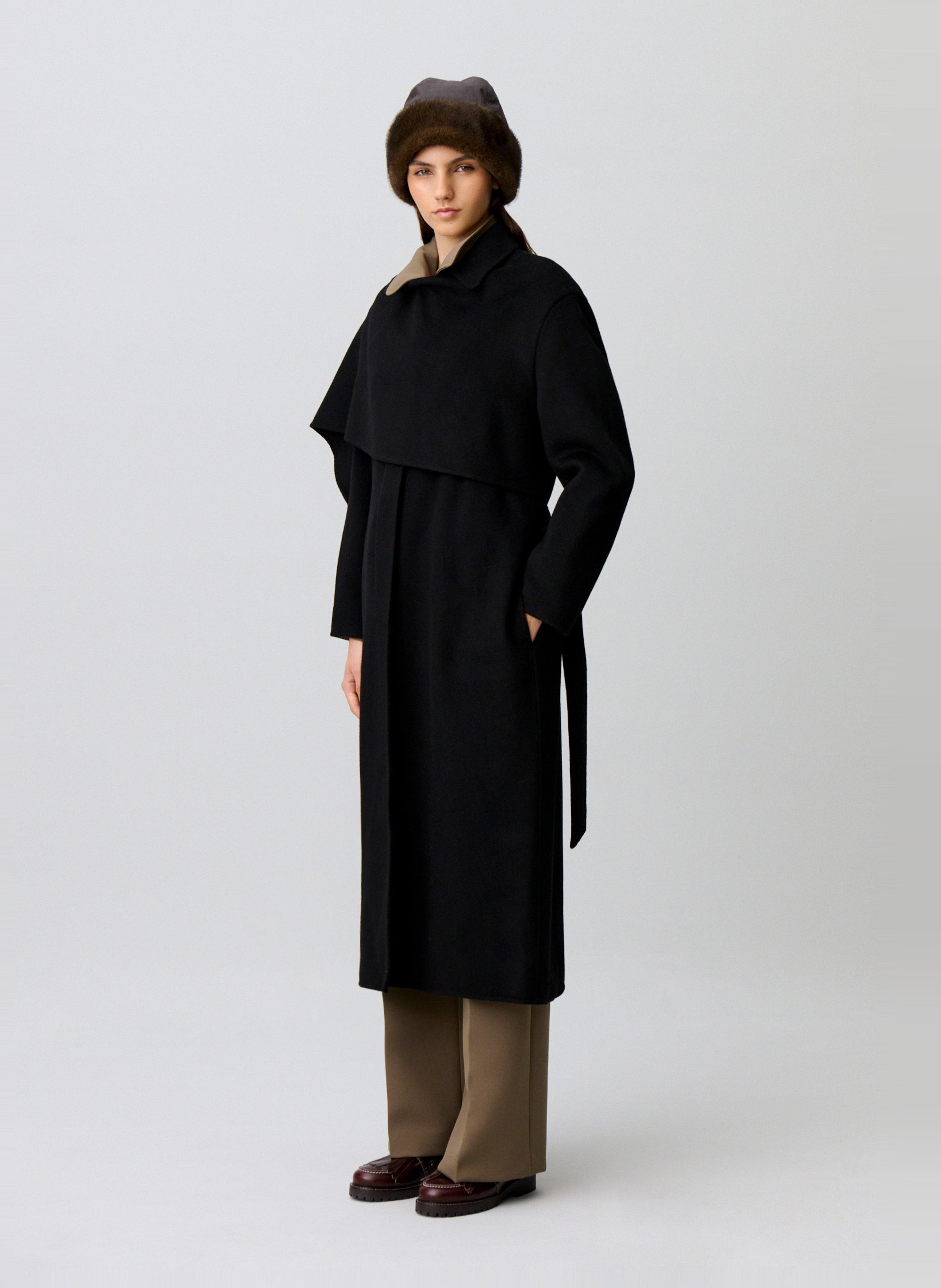 Manteau col classique en laine mélangée CLAUDIE PIERLOT Noir
