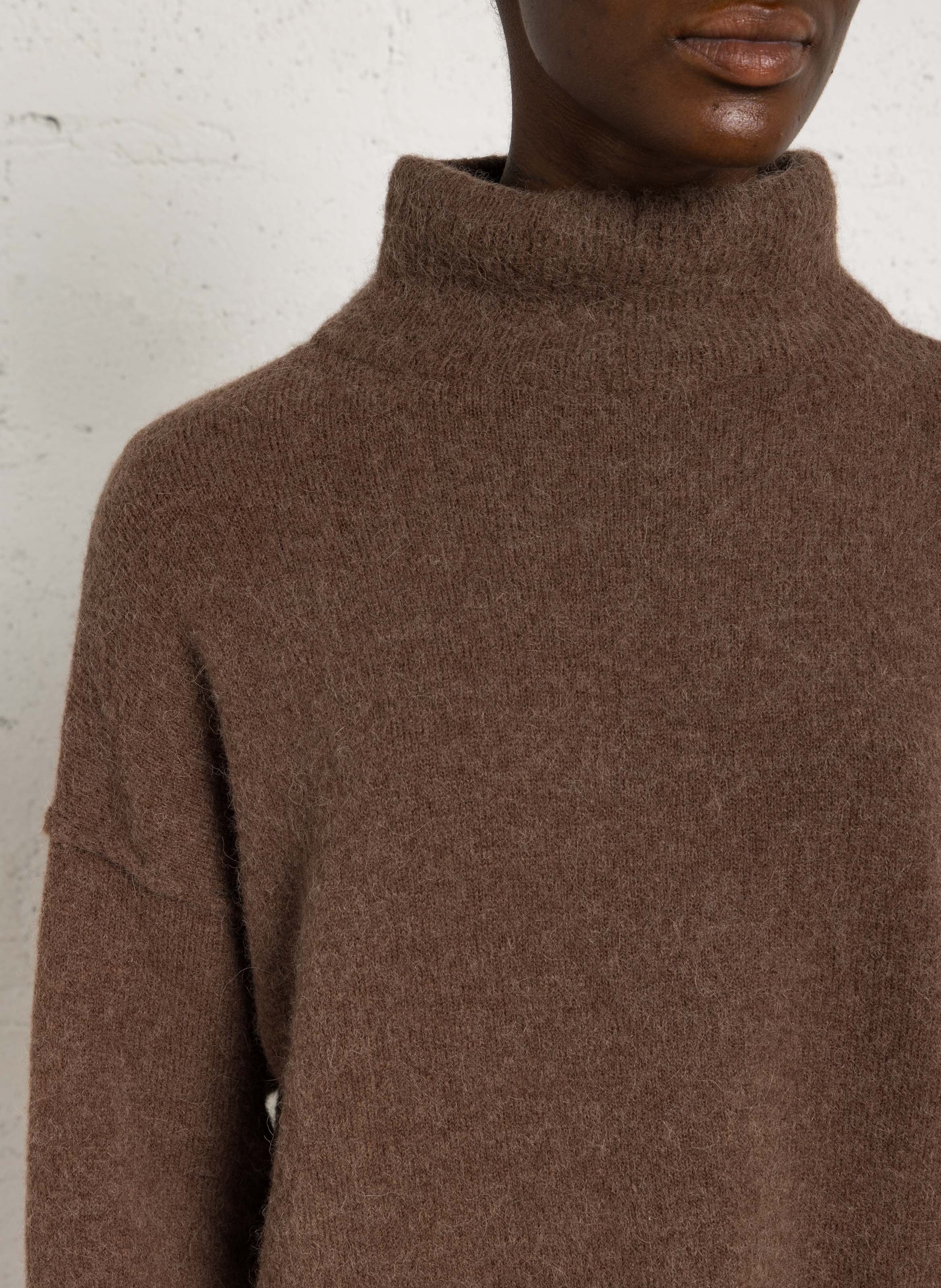 High-neck wool-blend sweater MAISON ANJE Brown