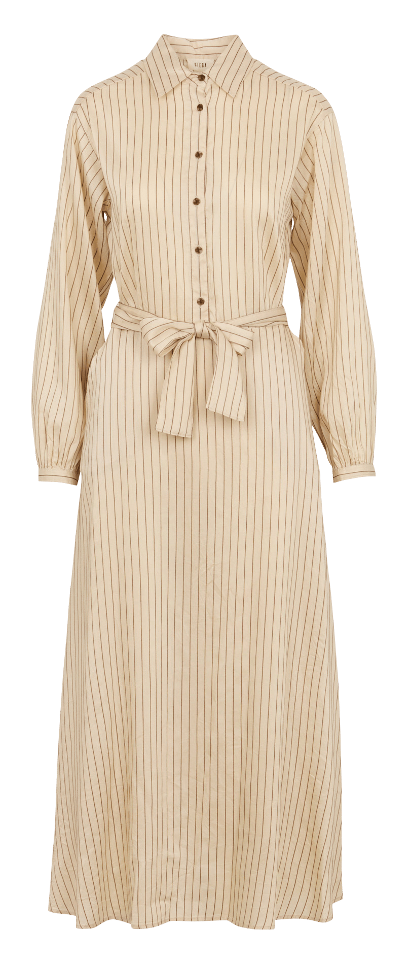 Robe cintrée col classique à rayures DIEGA Beige