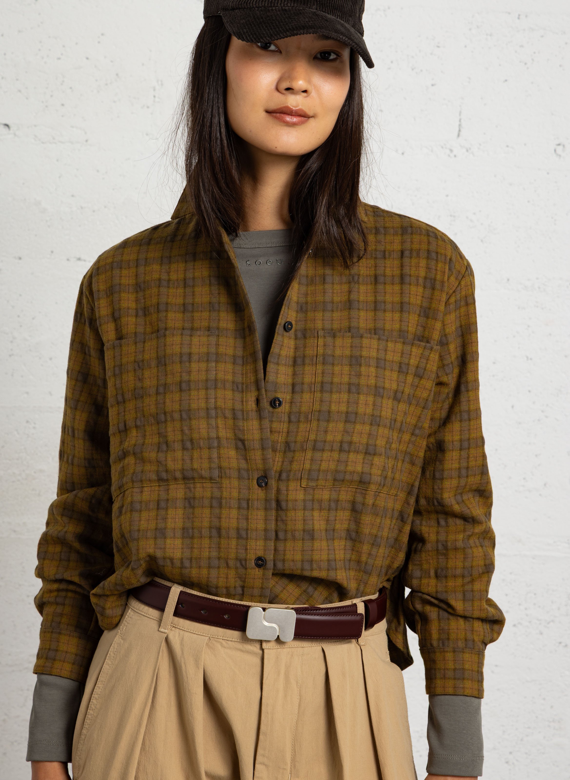 Straight shirt in wool and cotton POMANDERE Multicolored