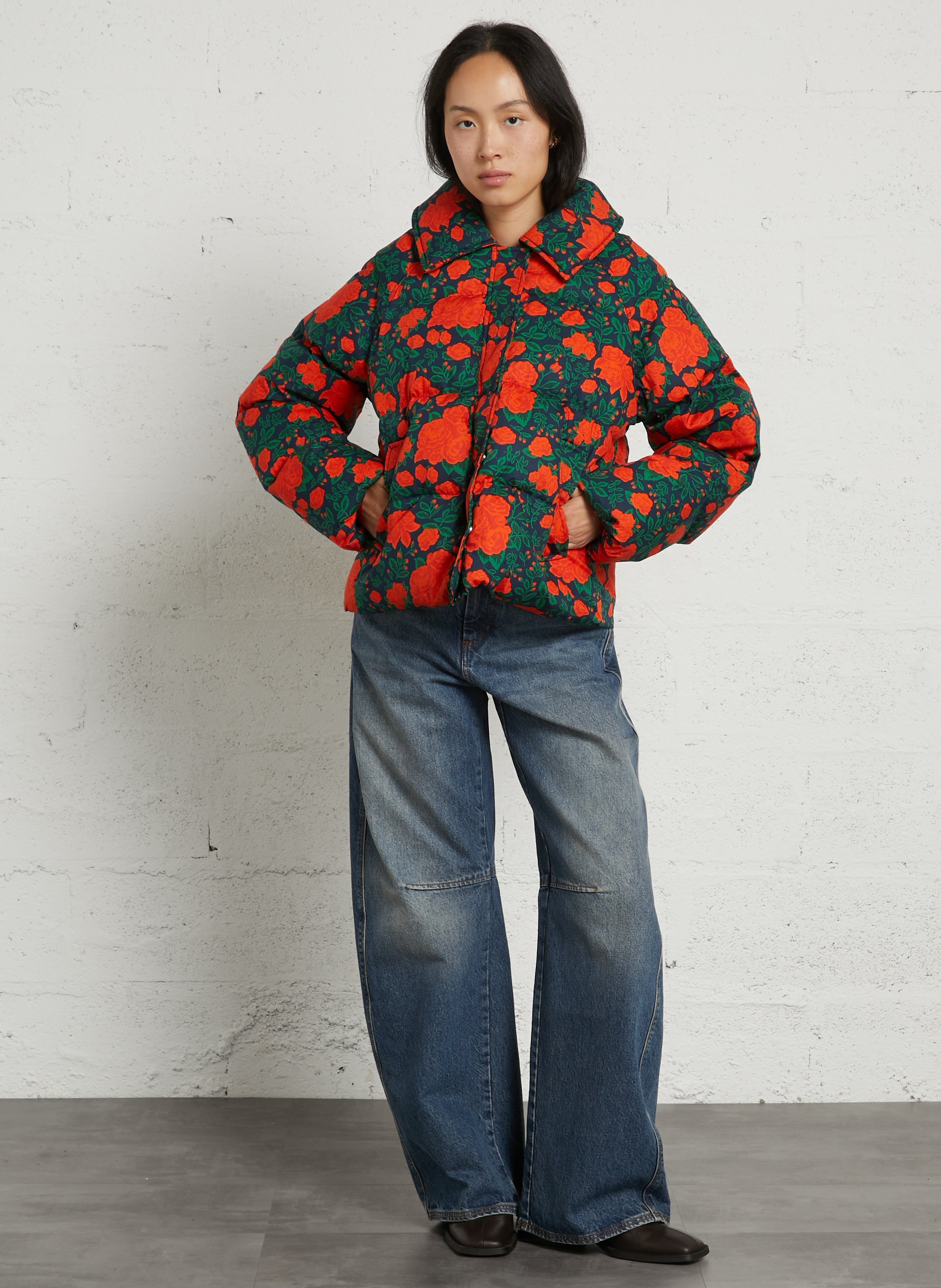 Steppjacke mit klassischem Kragen aus Baumwolle THE TINY BIG SISTER Blau