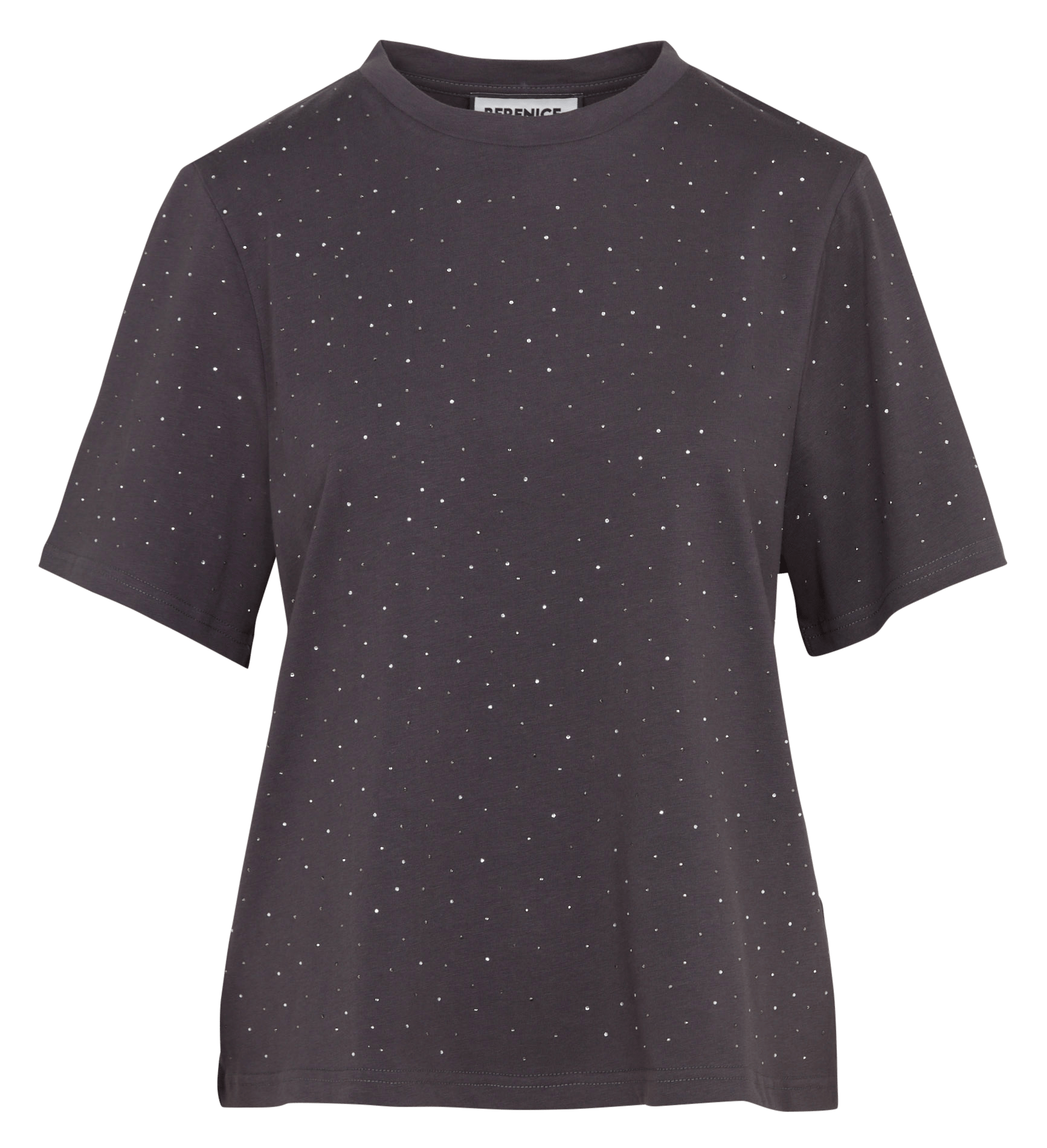 Straight cotton T-shirt with rhinestones BERENICE