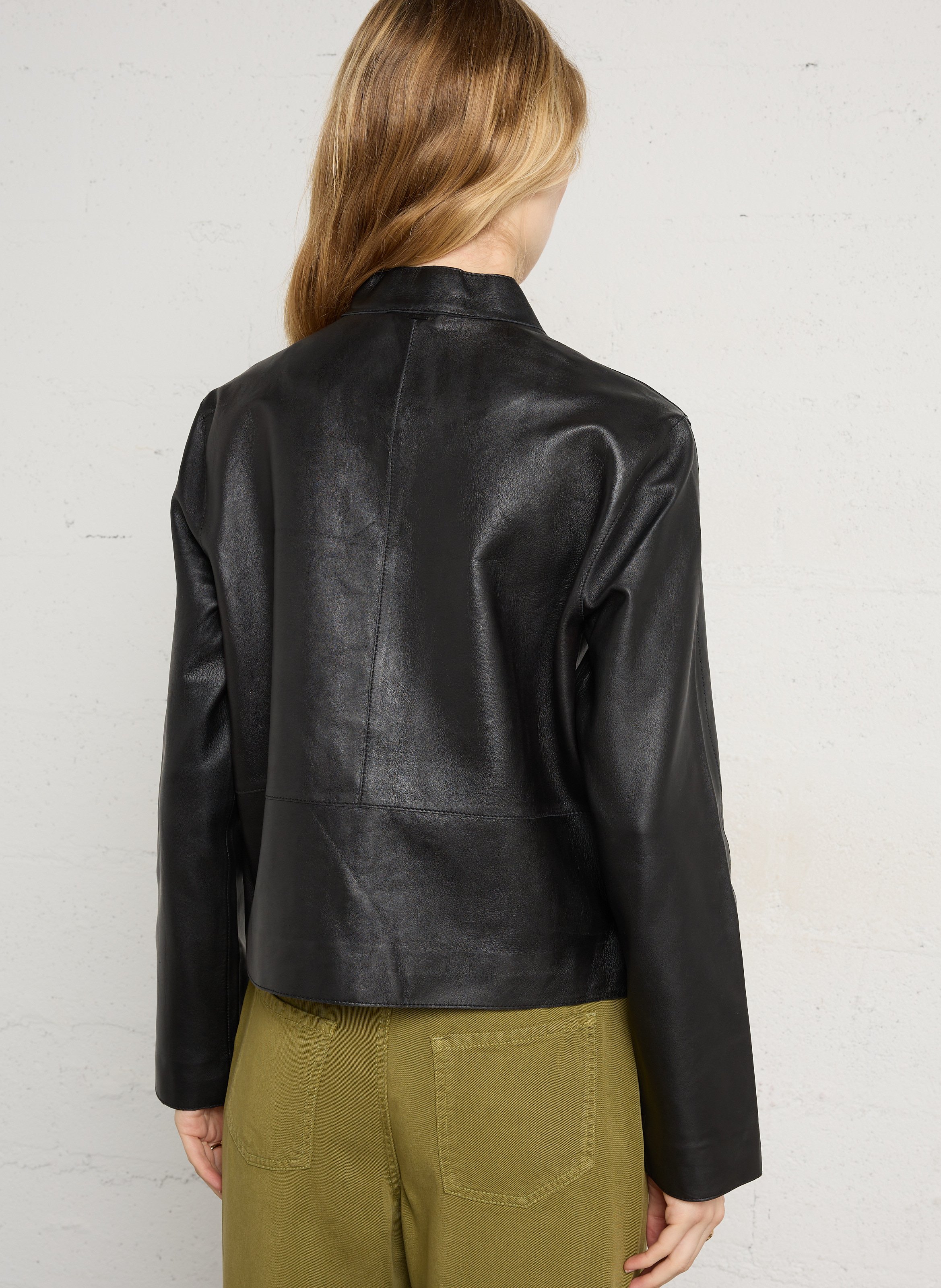Chaqueta recta de piel IKKS Negro