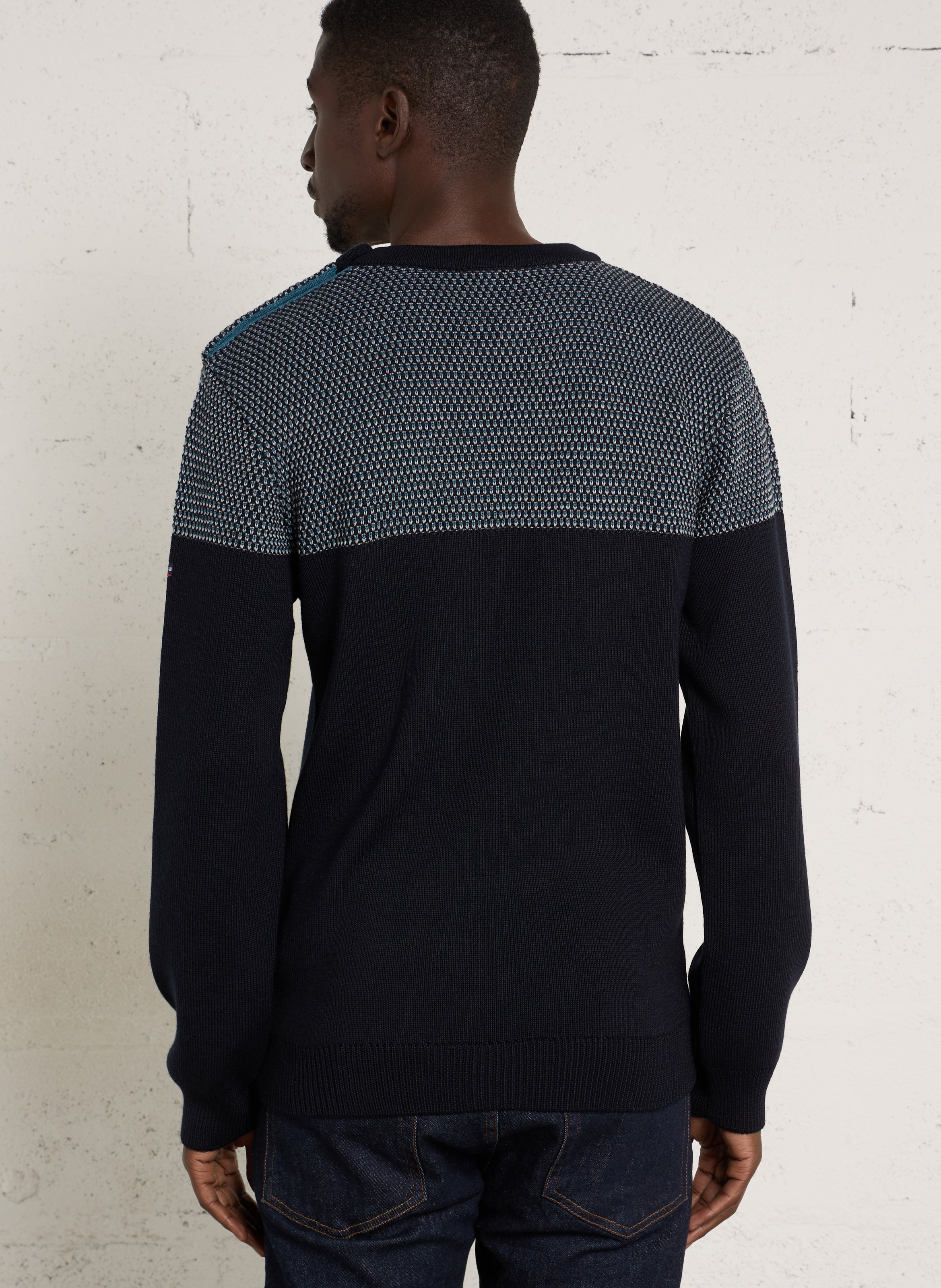 Pull droit col rond en laine mélangée ARMOR LUX Bleu