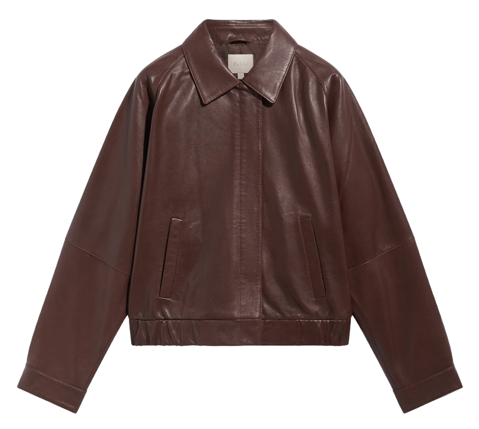 Veste droite zippée en cuir PABLO Marron