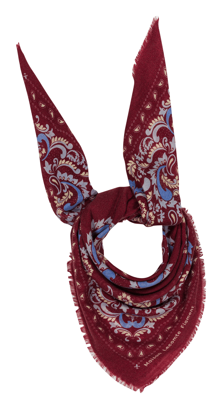 Printed wool and cashmere scarf MAISON LECOMTE FLAMENT Red