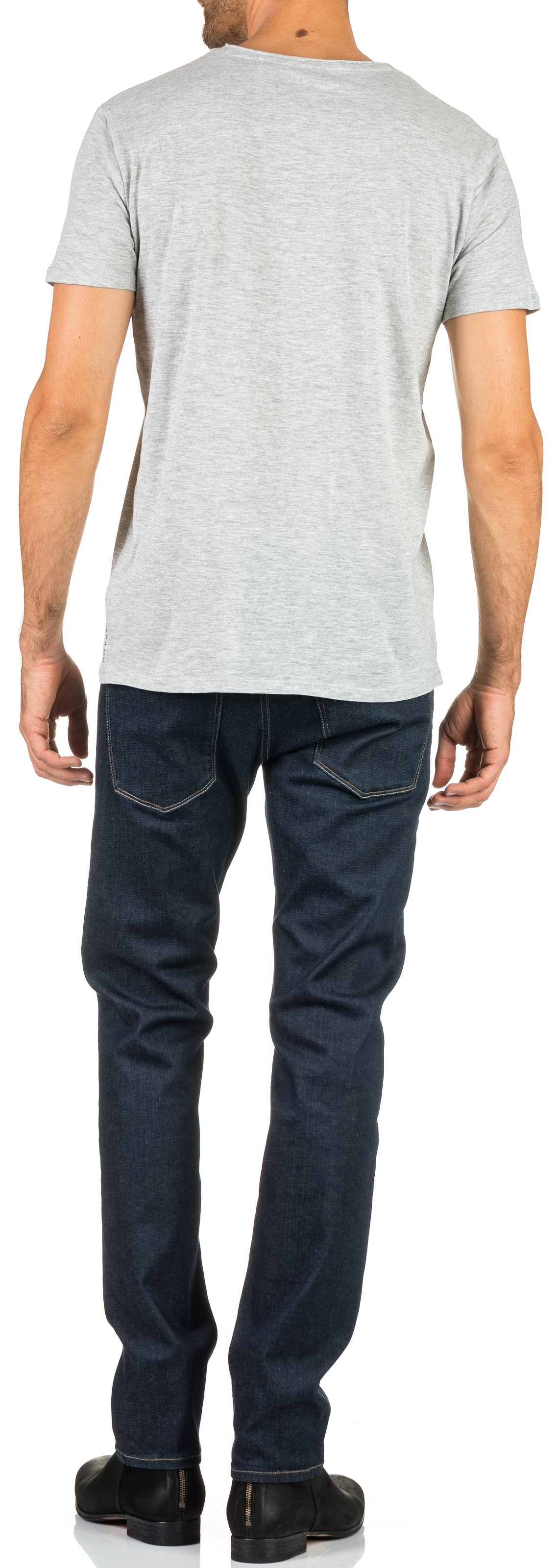 Tee-shirt col rond regular-fit en coton flammé IKKS Gris