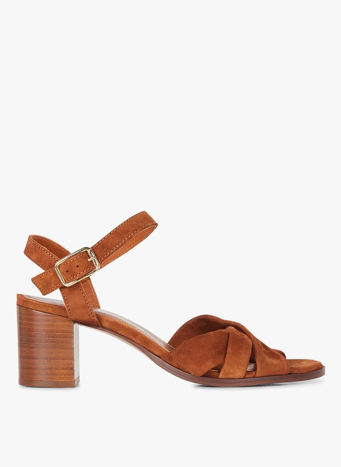 Sandales Hautes Talons En Cuir M tallis Antoinette Cognac