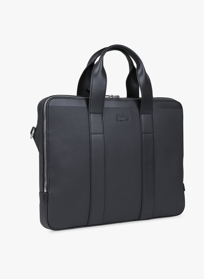 Black Extra skinny stitched leather laptop bag