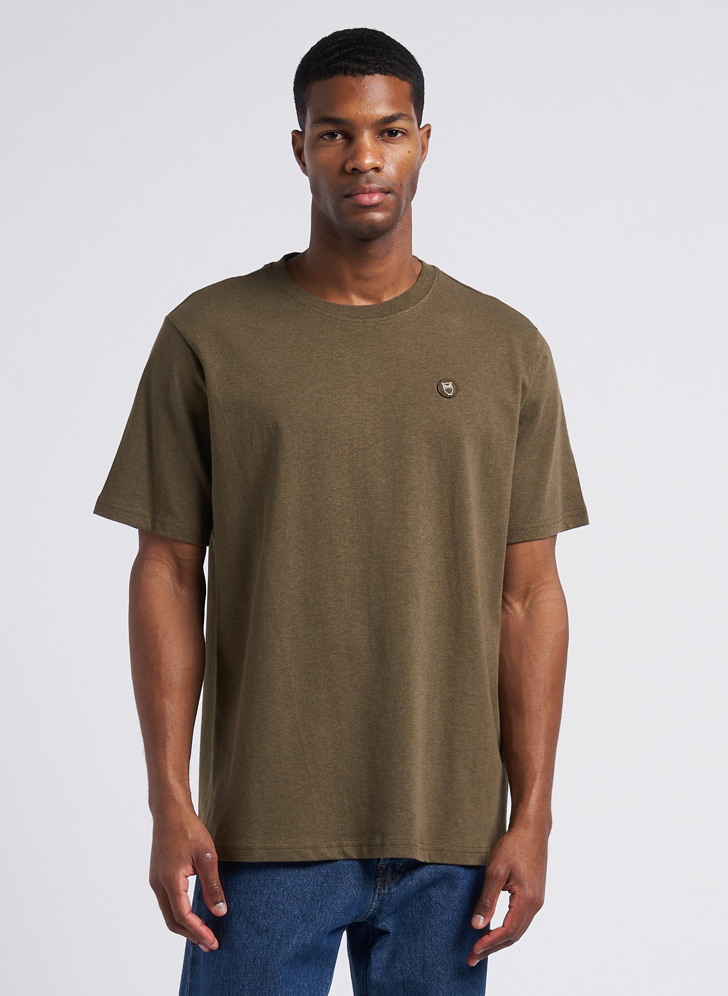 Rundhals-T-Shirt aus Bio-Baumwolle, Regular Fit KNOWLEDGE COTTON APPAREL Khaki