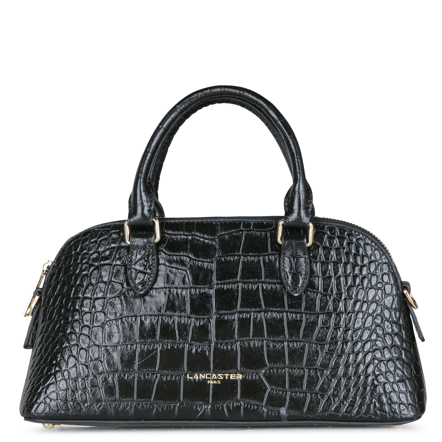 Halbmond-Tasche aus geprägtem Krokodilleder LANCASTER PARIS Schwarz