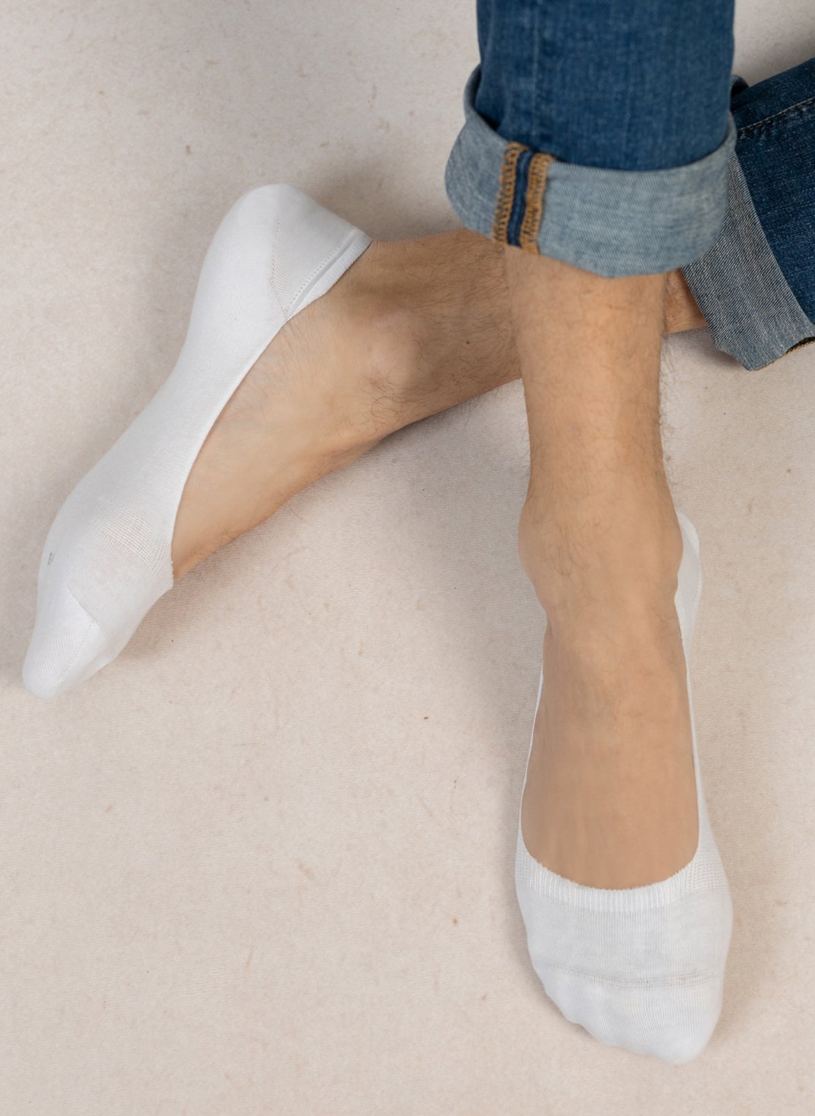 Set of 2 pairs of invisible socks in blended cotton BLEUFORET White