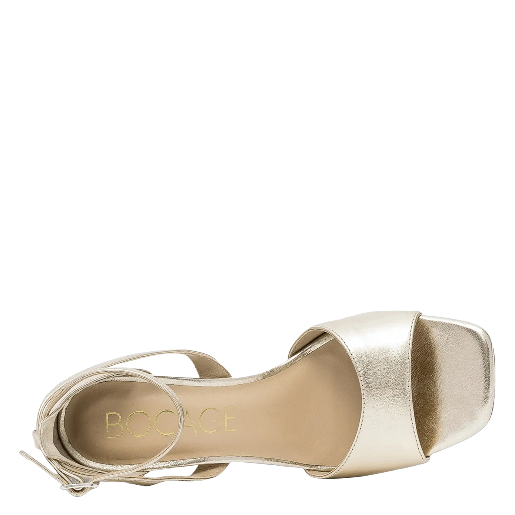 Heeled metallic leather sandals BOCAGE Golden