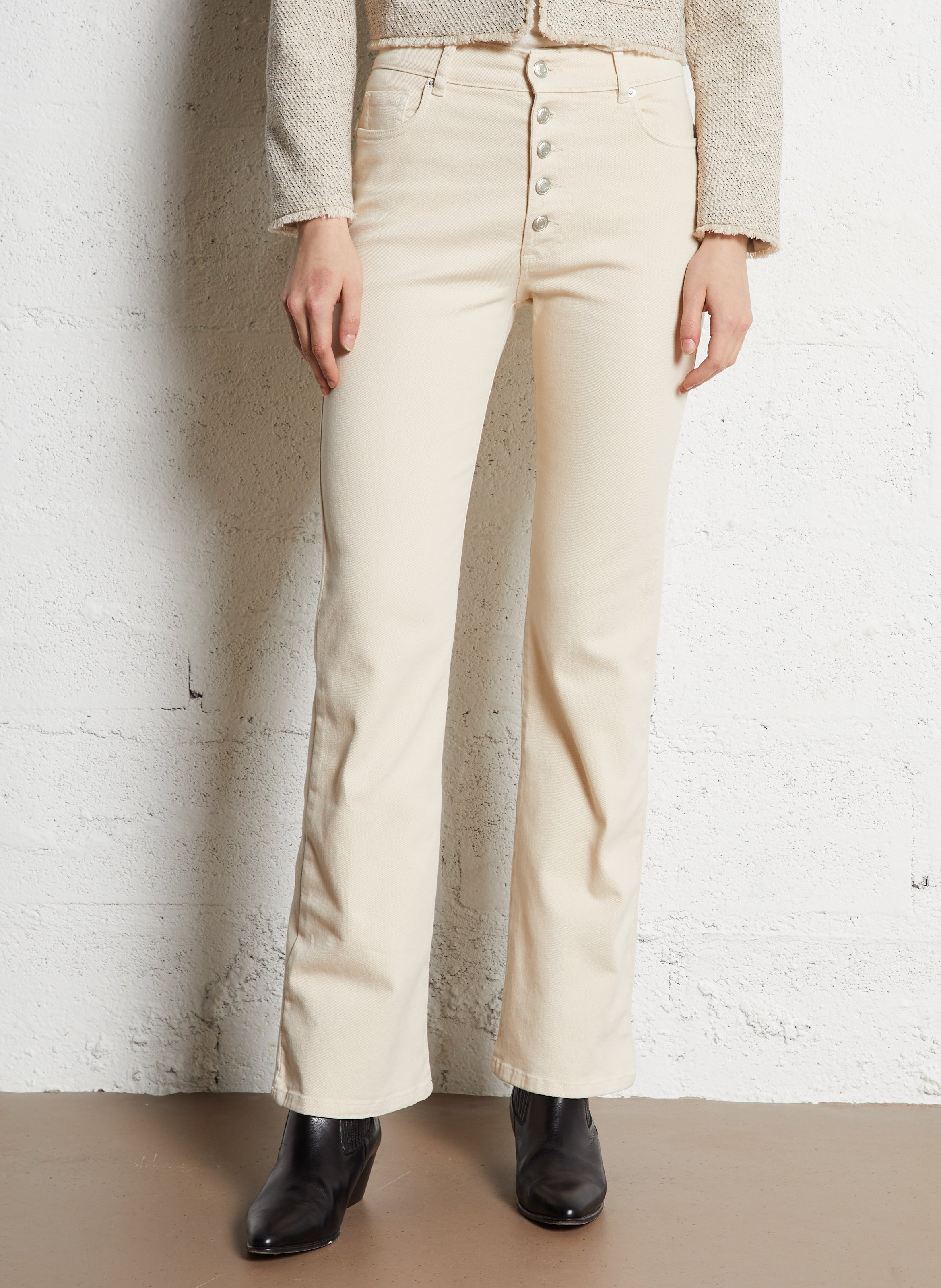 Straight leg jeans with button fly IKKS White