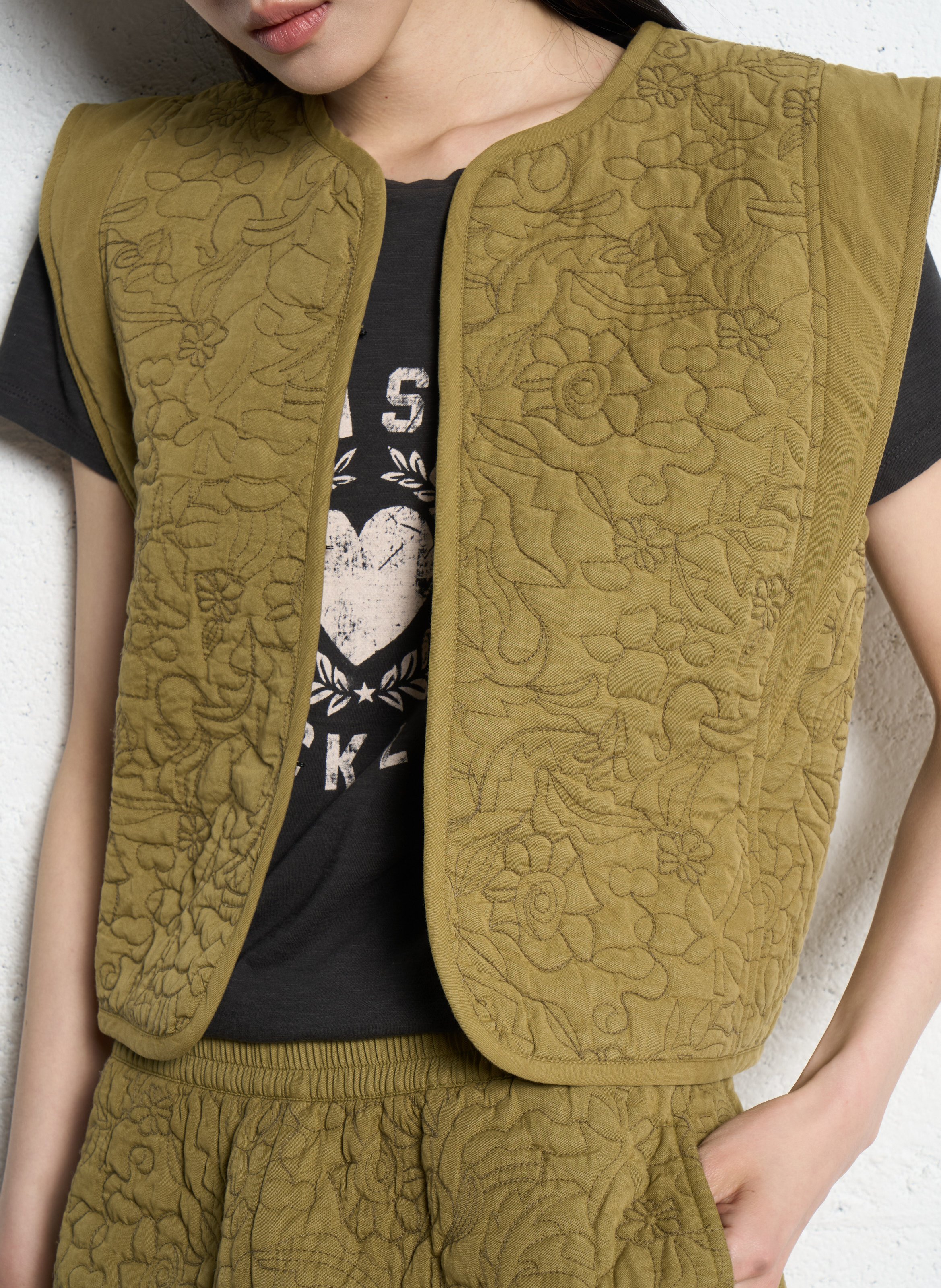 Quilted straight-cut jacket IKKS Khaki