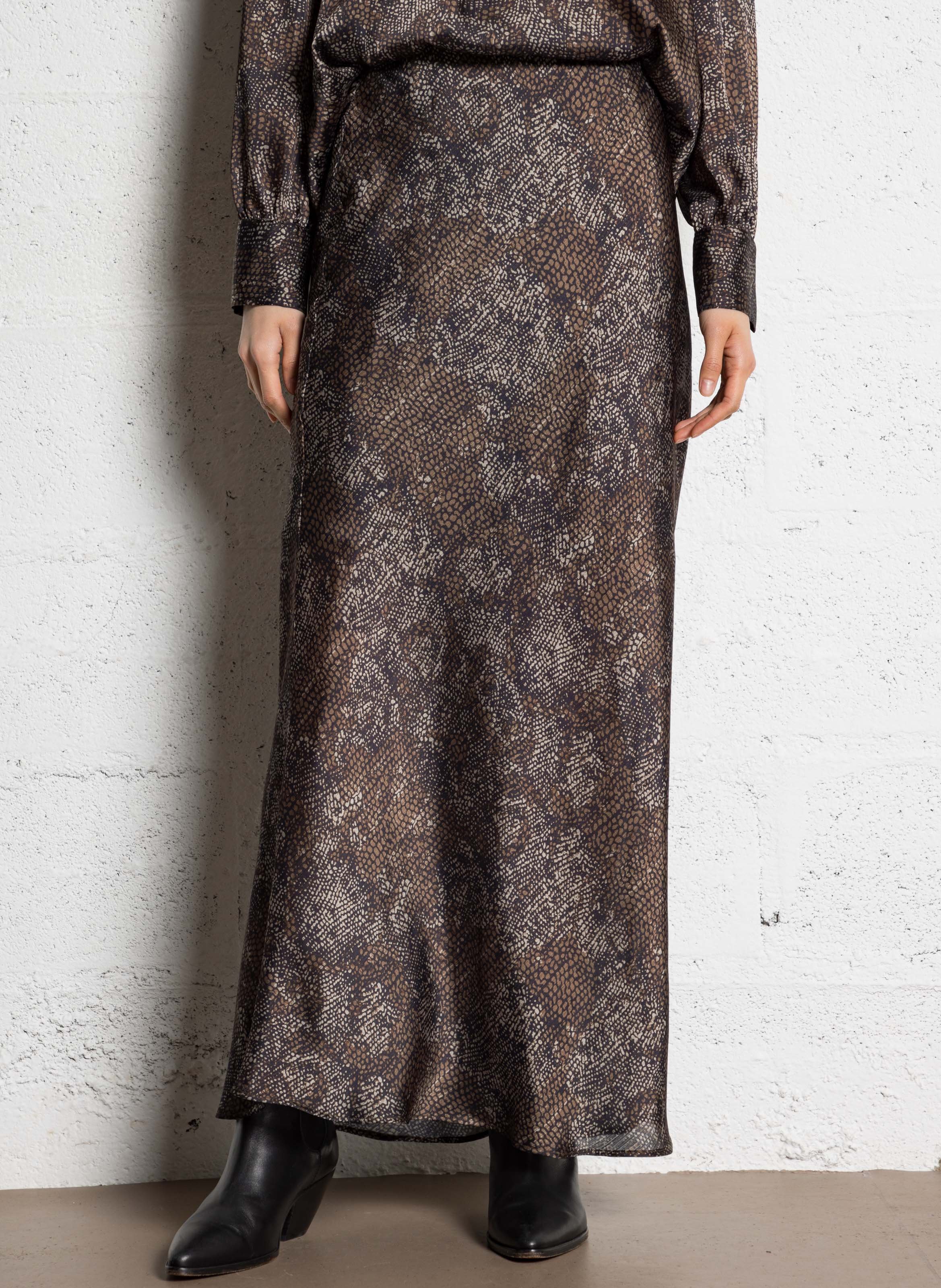 Jupe midi imprimée ONE STEP Noir