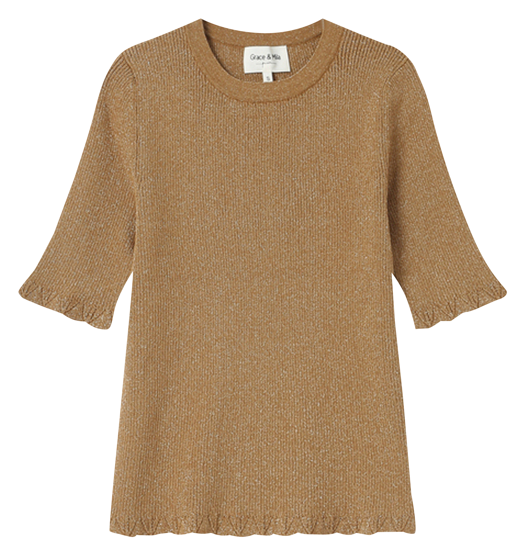 Pull col rond  GRACE ET MILA Jaune