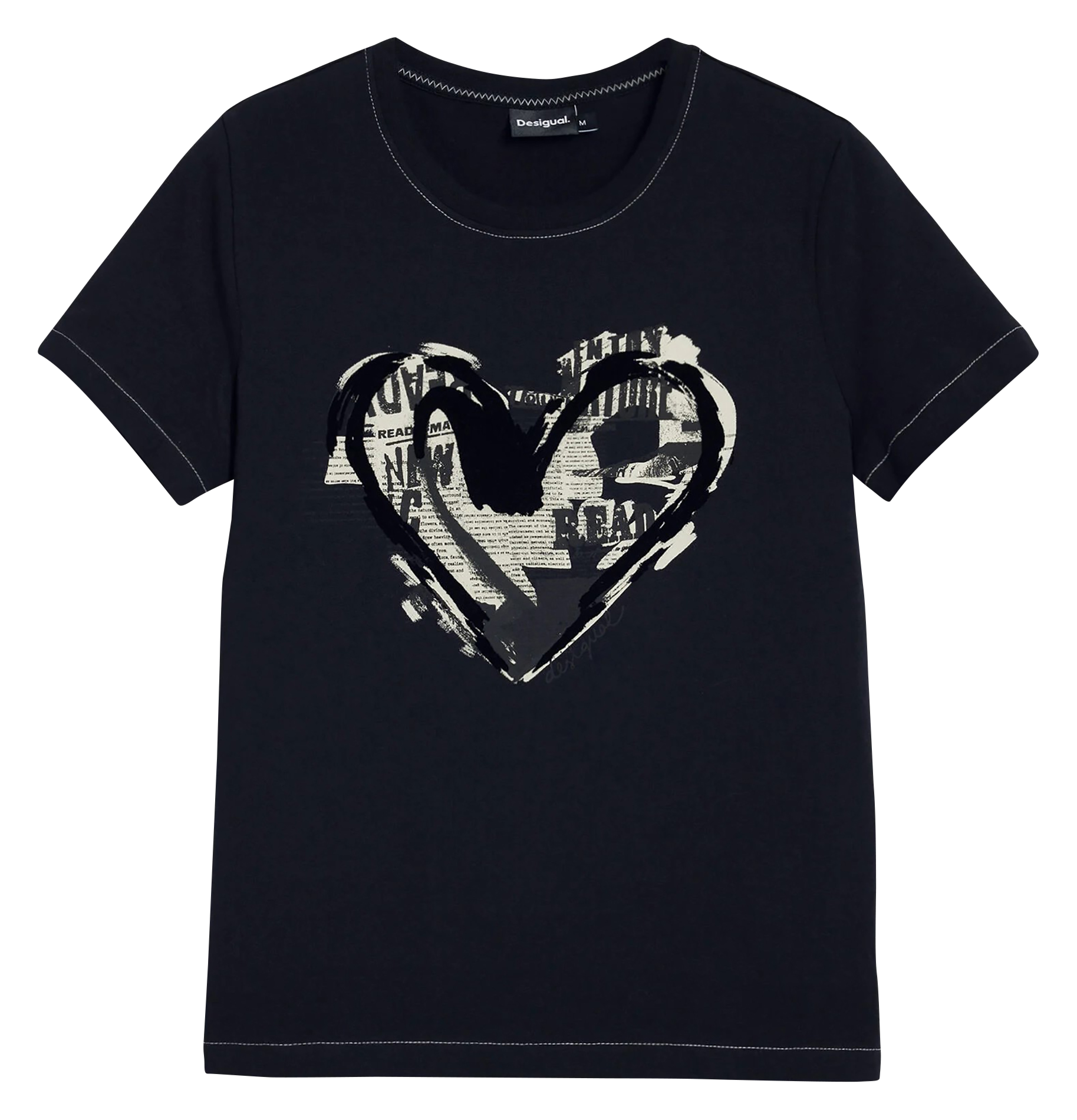 Tee-shirt droit en coton mélangé imprimé DESIGUAL Noir