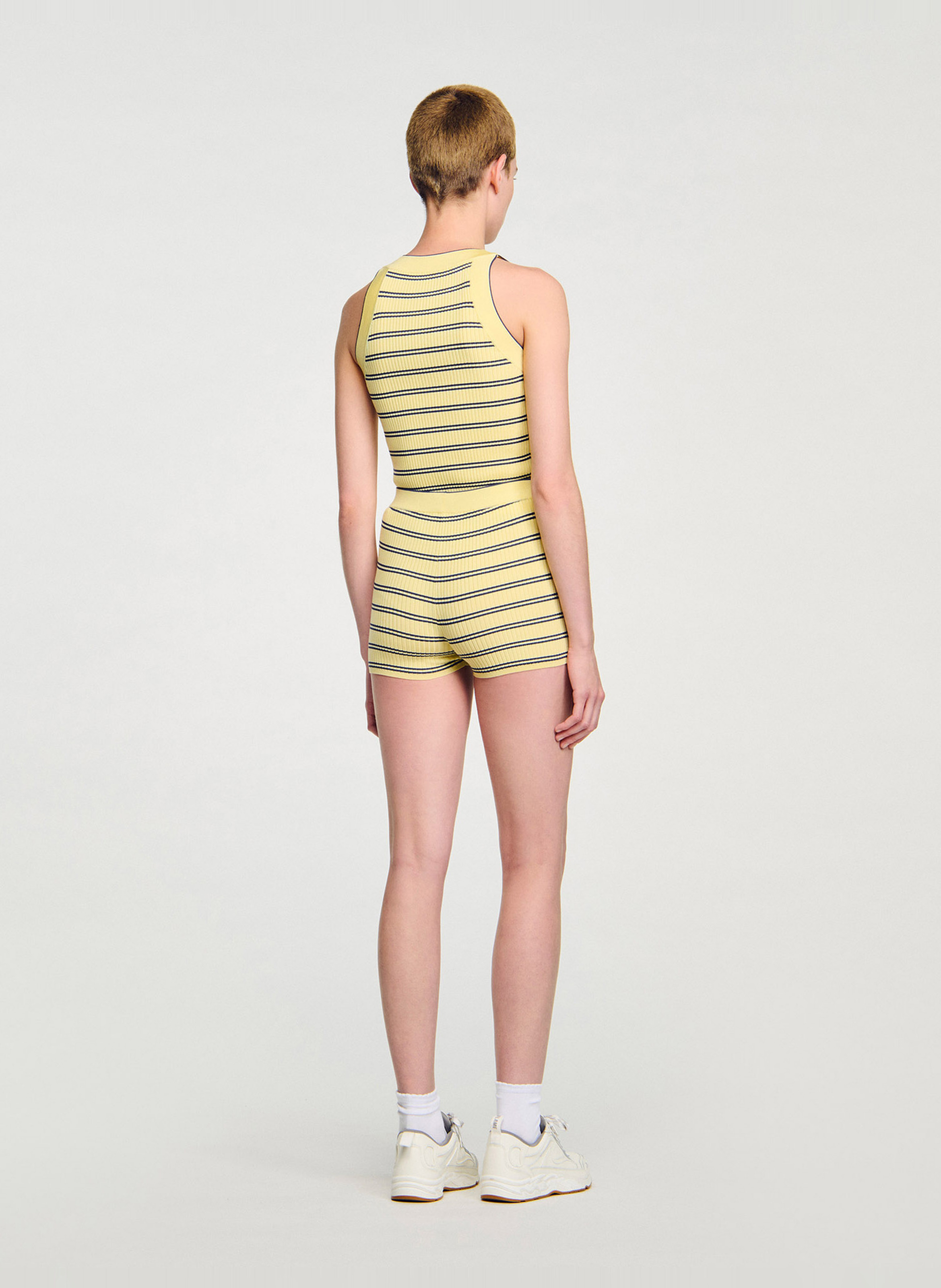 Short en maille rayé SANDRO Jaune
