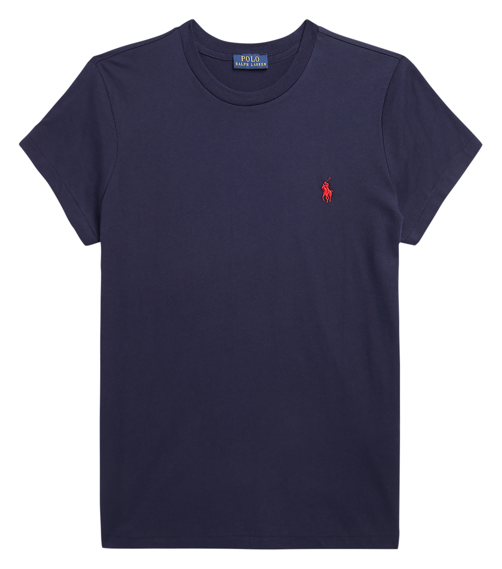 Tee-shirt col rond brodé en coton POLO RALPH LAUREN Bleu