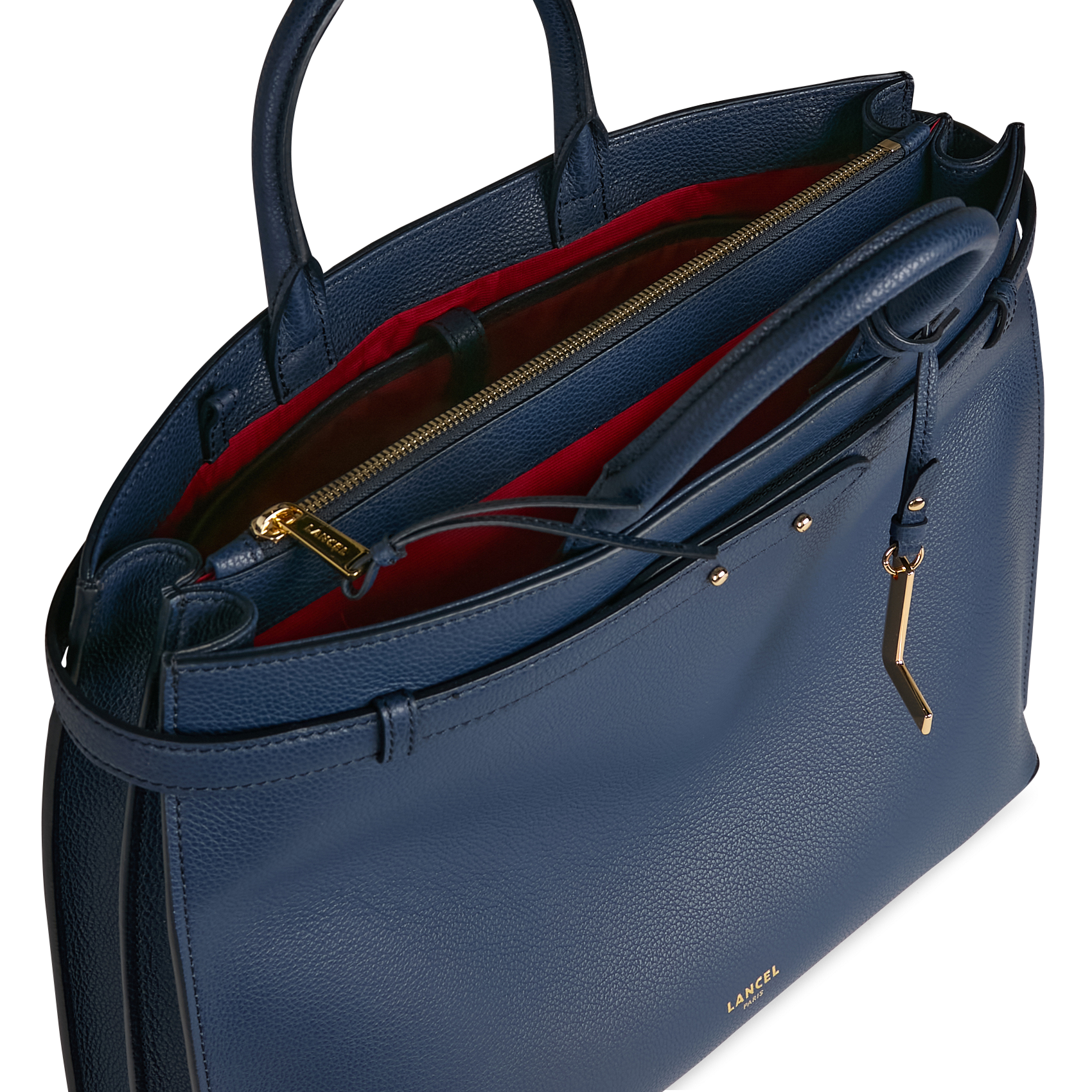 Bowlingtasche aus genarbtem Leder mit Reißverschluss LANCEL Blau