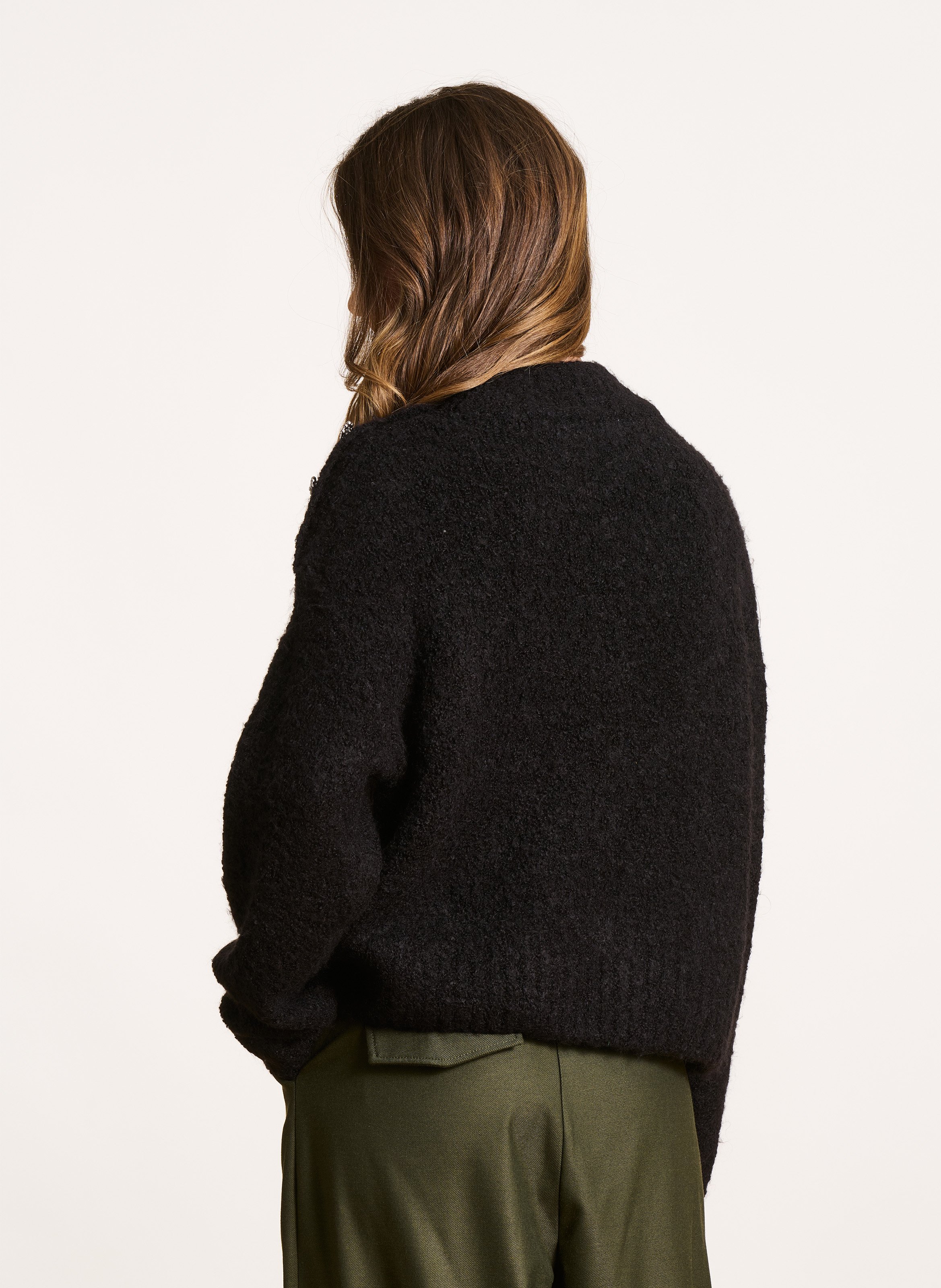 Kurzärmliger Pullover mit Rundhalsausschnitt LA FEE MARABOUTEE Schwarz