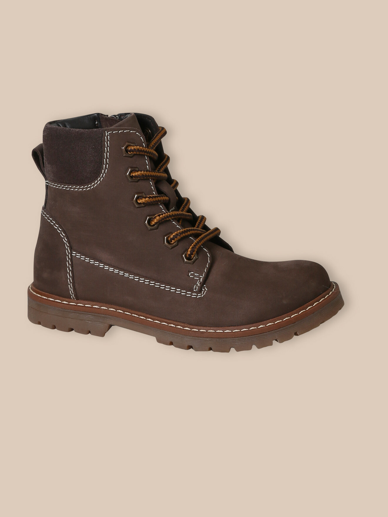 High leather mid-calf boots CYRILLUS Brown