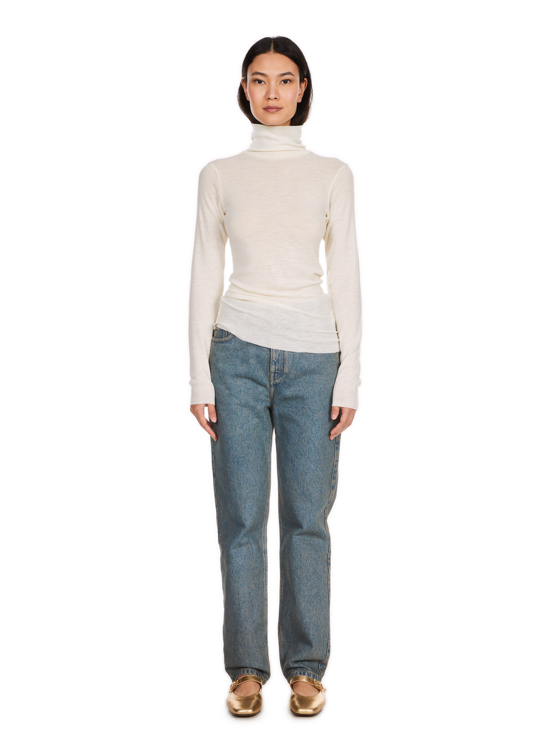 Wool turtleneck T-shirt SAISON 1865 Beige