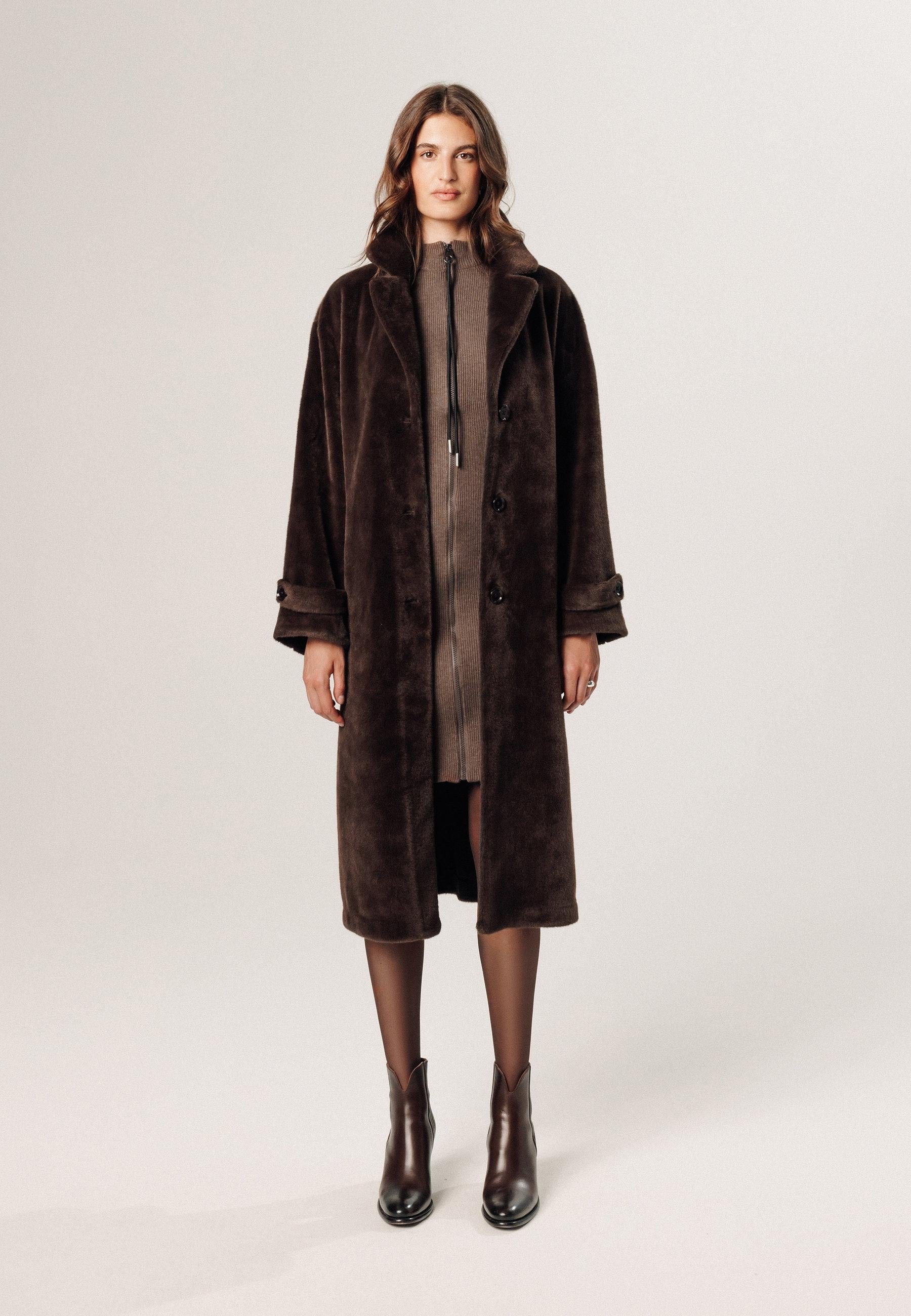 Long faux fur coat RODIER Brown