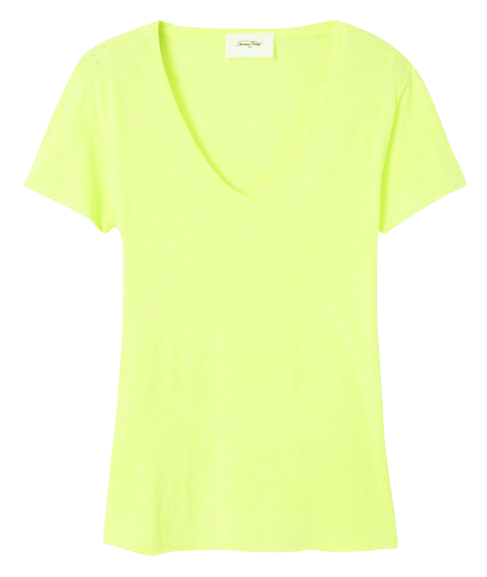 Tee-shirt droit col V en coton mélangé AMERICAN VINTAGE Jaune