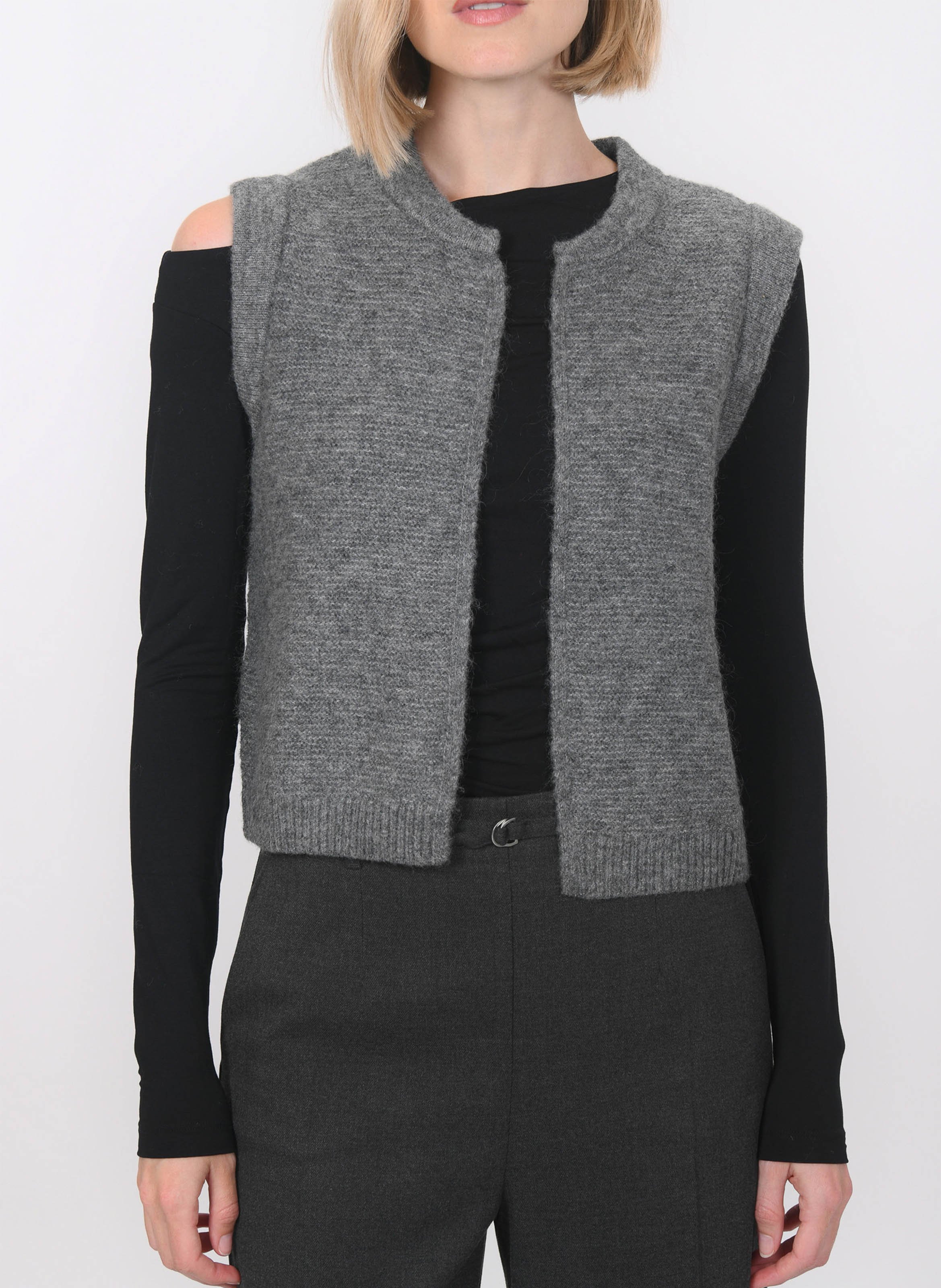 Gilet ouvert sans manches en maille mélangée KOOKAI