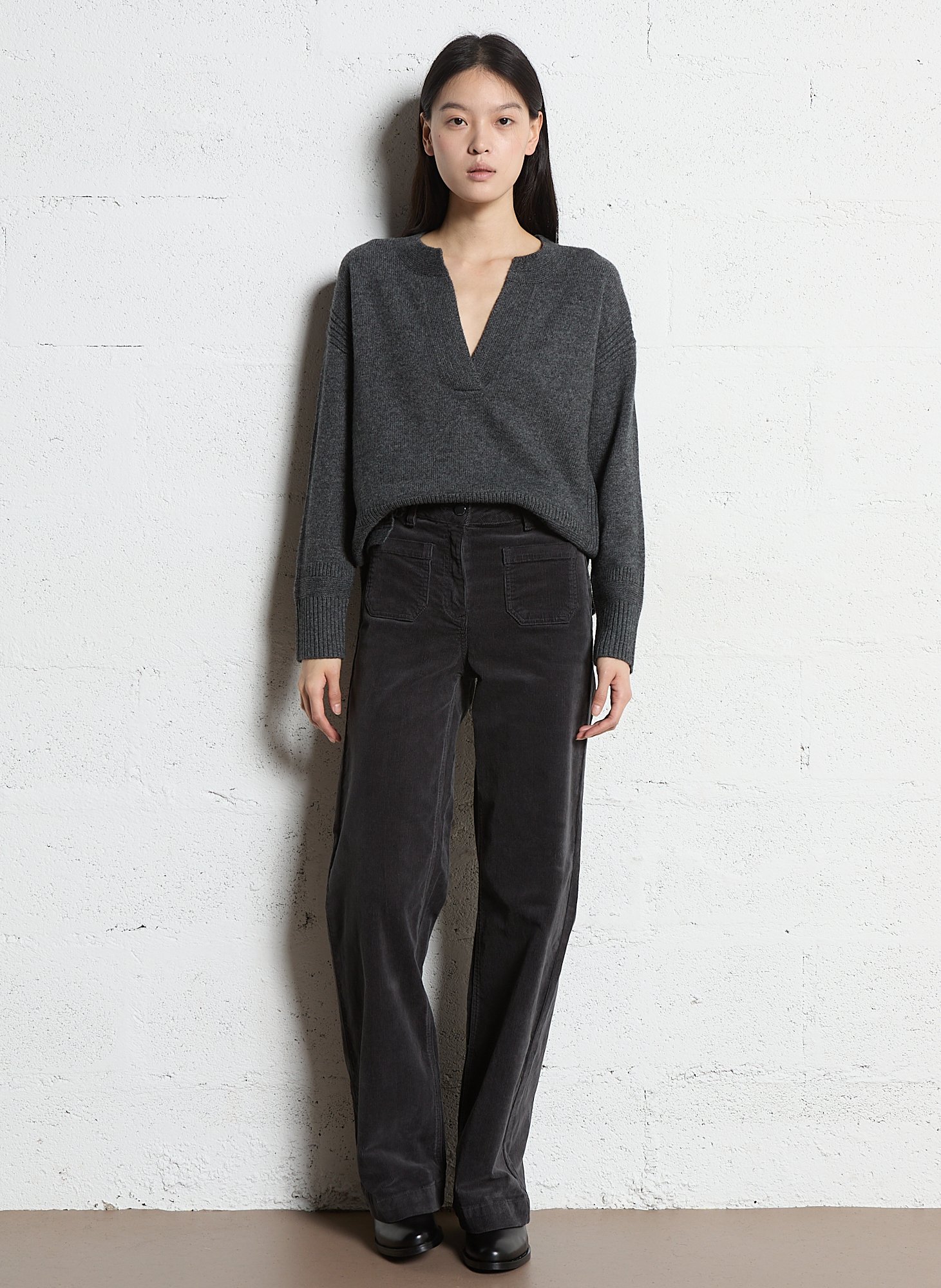 Cotton-blend chinos MAISON 123 Grey