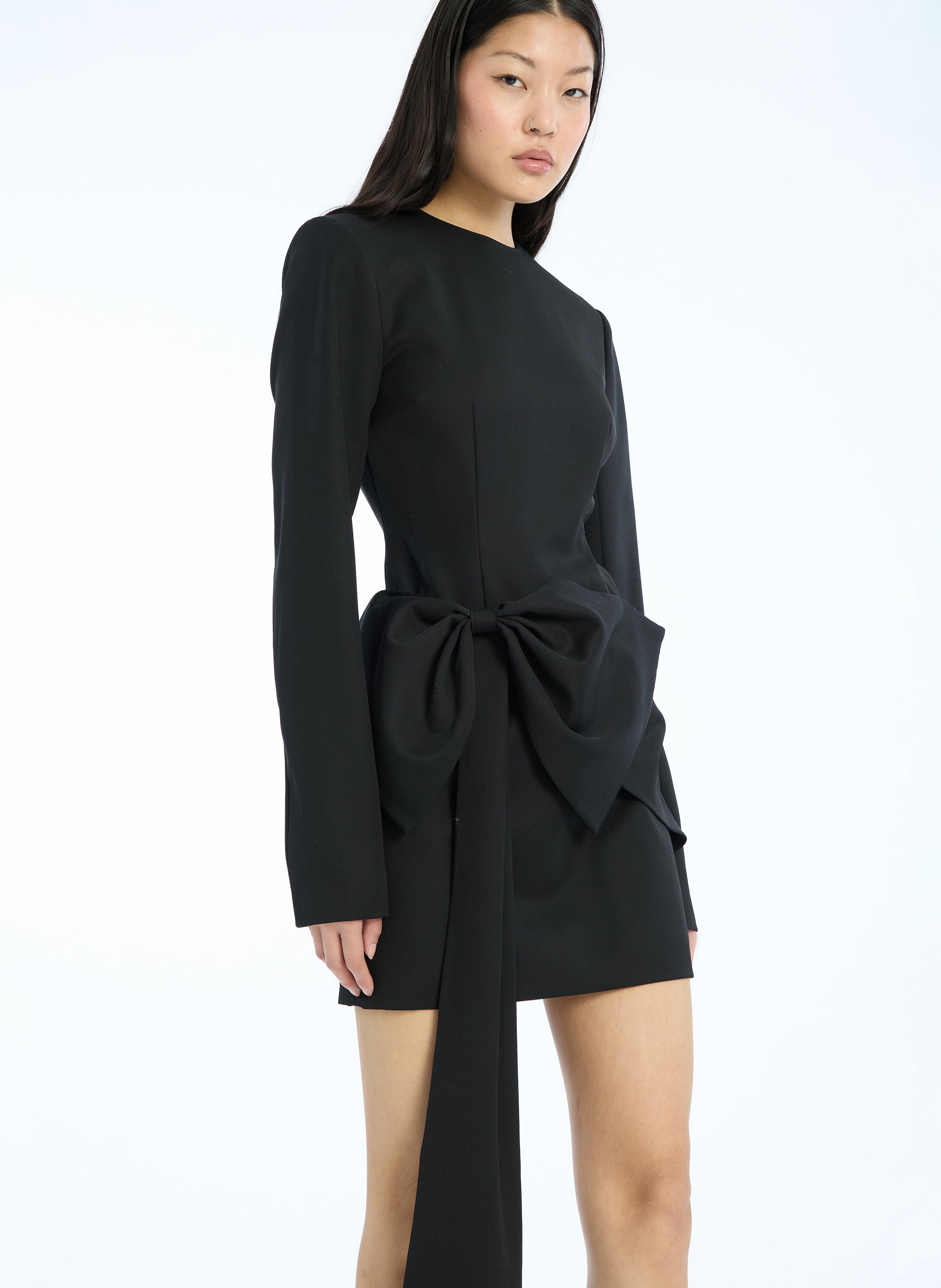 Robe courte col rond ROTATE Noir