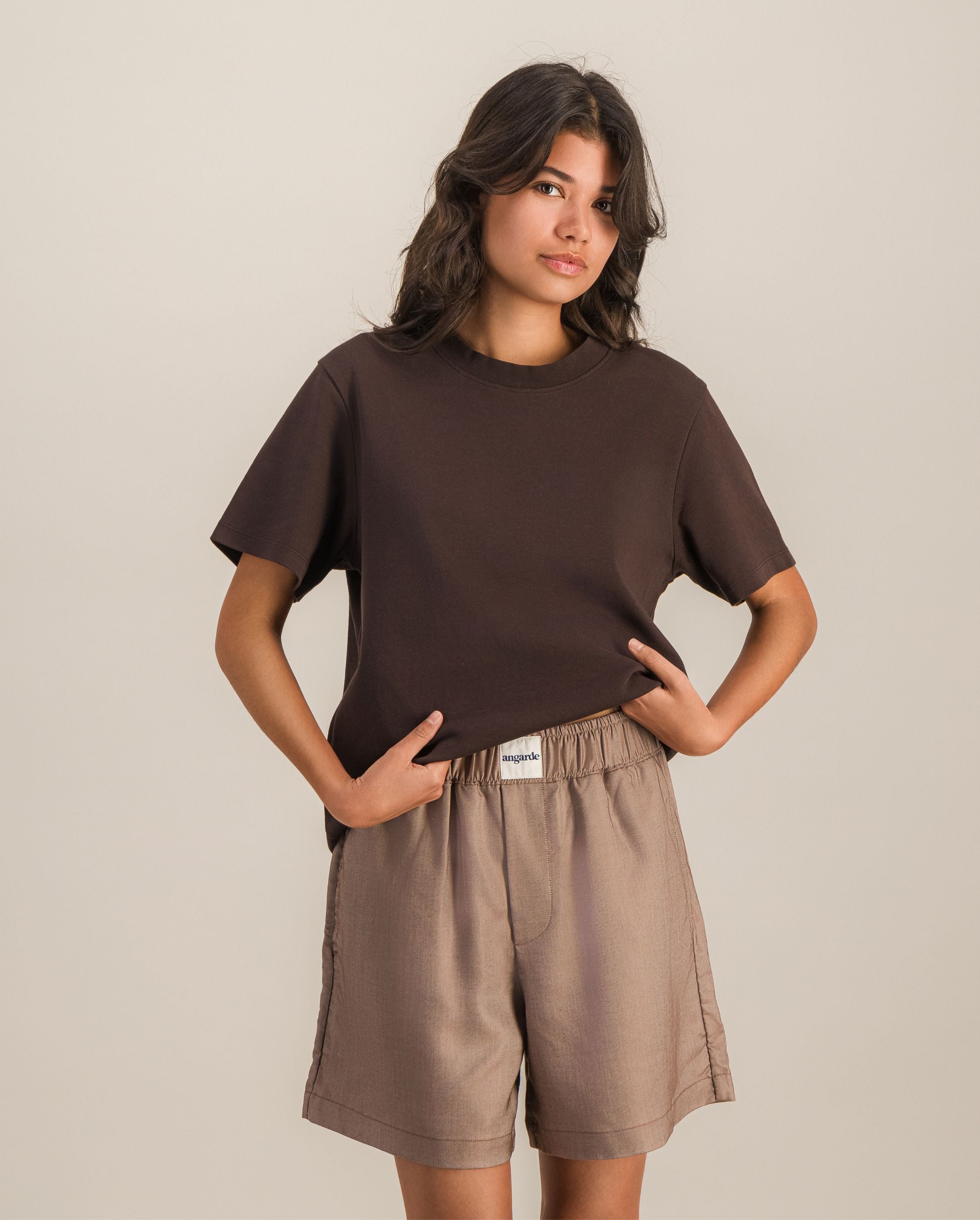Women's organic cotton t-shirt, chocolate ANGARDE Brown